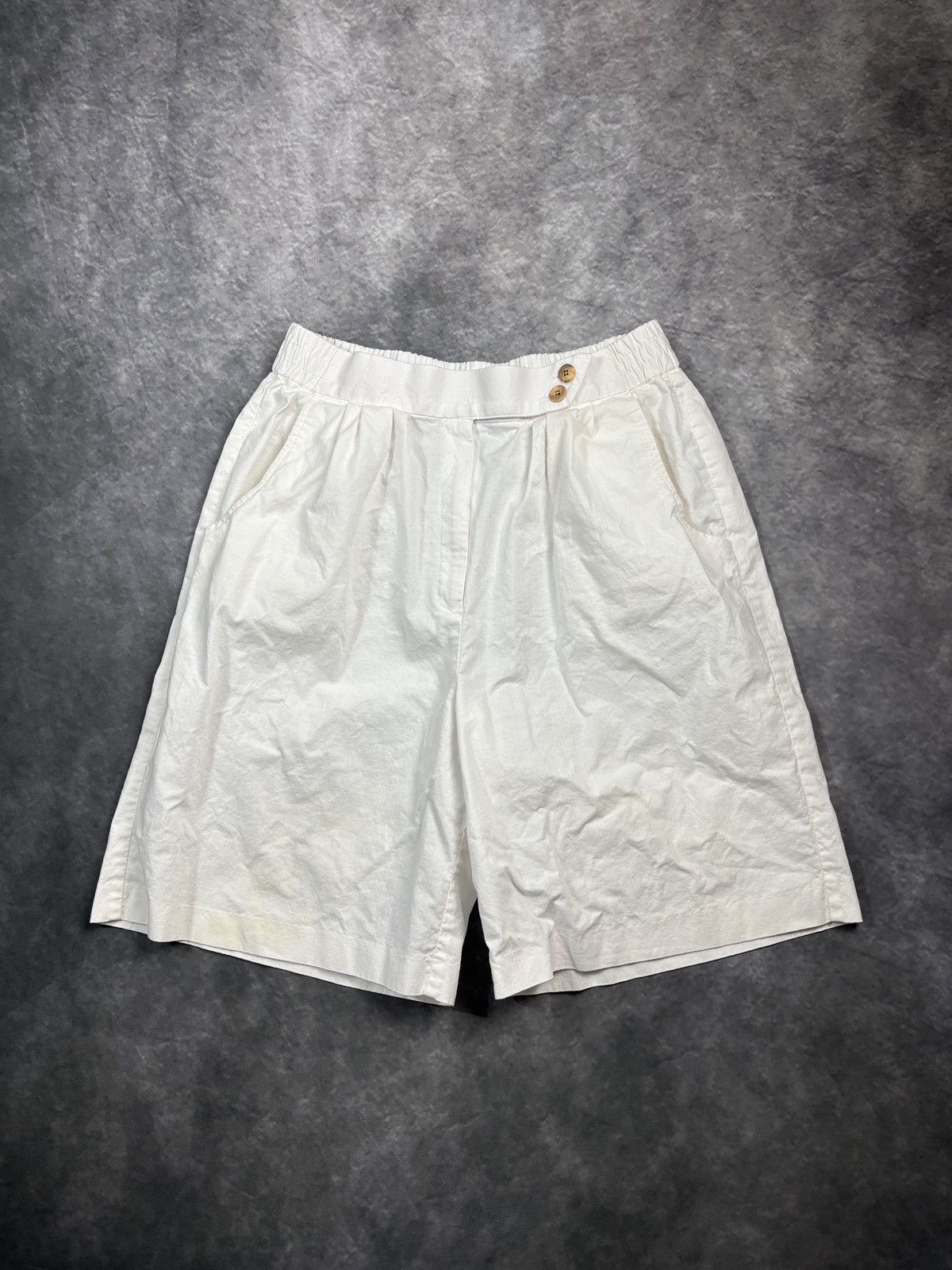 Vintage Vintage Pleated Shorts 80s 90s Cotton Loose Baggy White Stag Size US 28 / EU 44 - 1 Thumbnail