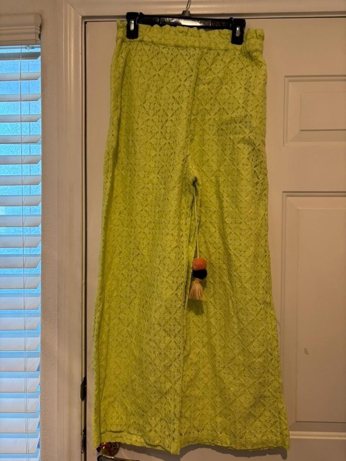Designer Womens Ollari Anthropologie green lace pants sz NewM #384 Size 32" / US 10 / IT 46 - 2 Thumbnail
