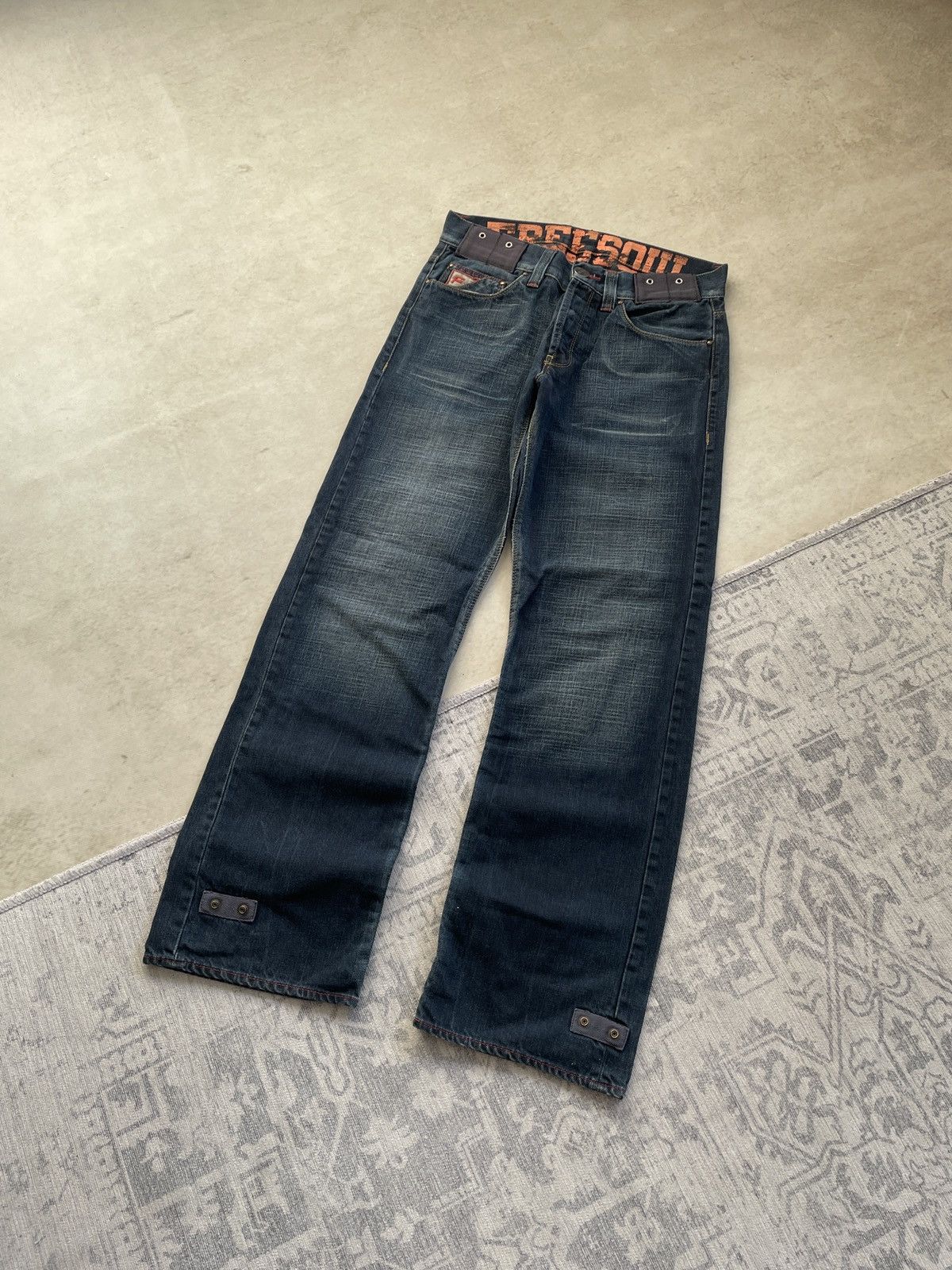 Avant Garde Wide Flared Slim Zipper Washed Denim Jeans y2k