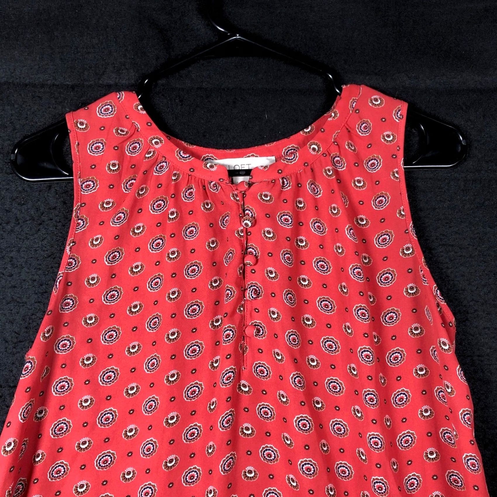 Loft LOFT Blouse Womens Multicolor Pattern Sleeveless Henley Flowy Small XS? Size S / US 4 / IT 40 - 2 Thumbnail