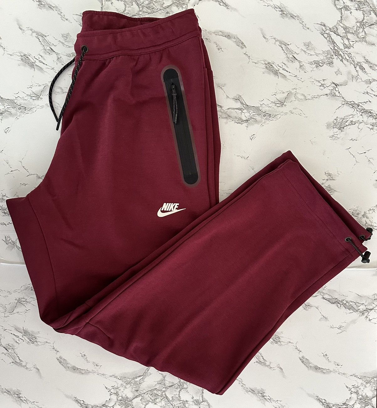 image of Nike Sportswear Tech Fleece Jogger Pants Burgundy Black in Red, Men's (Size 36)