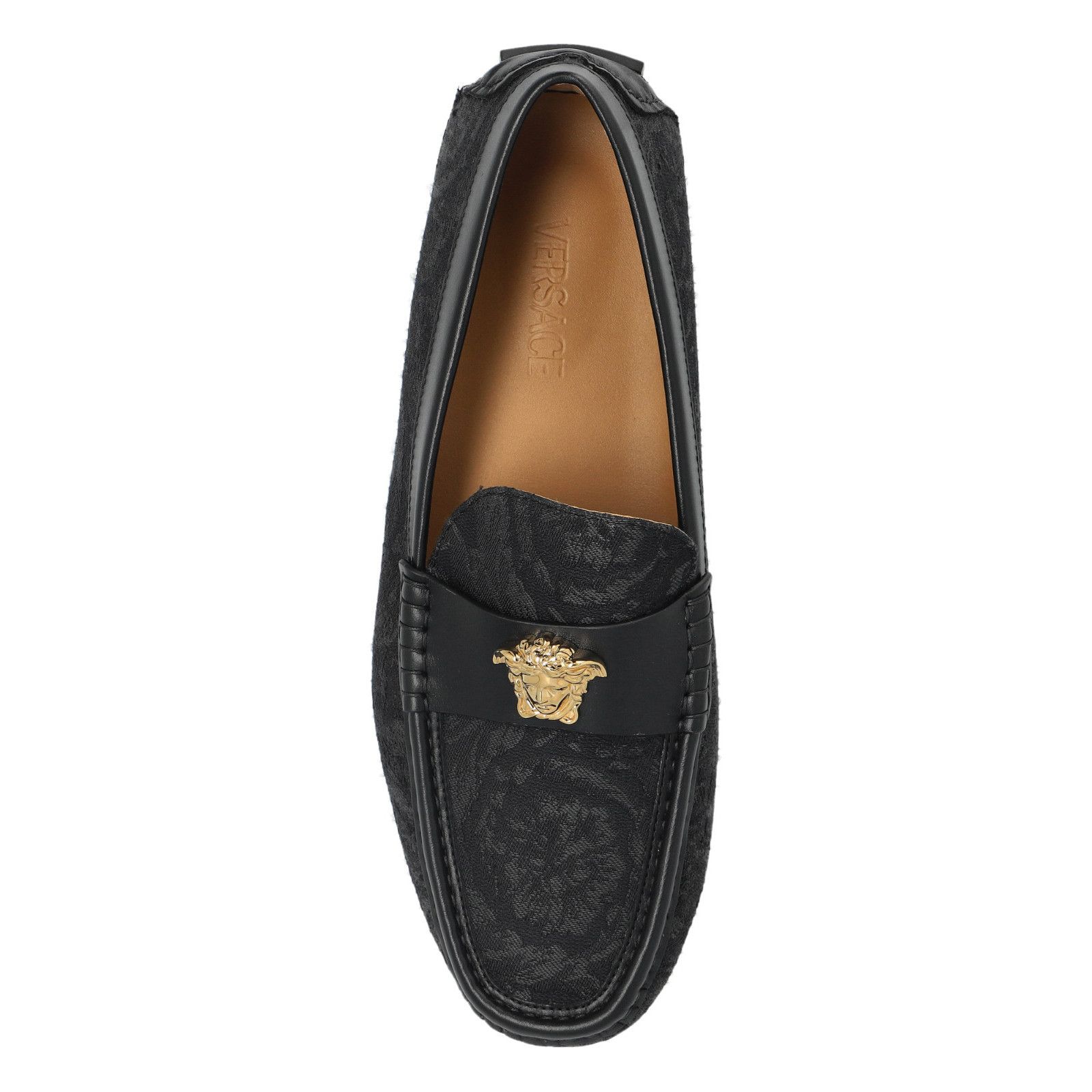 VERSACE Black Loafers With 'Barocco' Pattern New And Authent