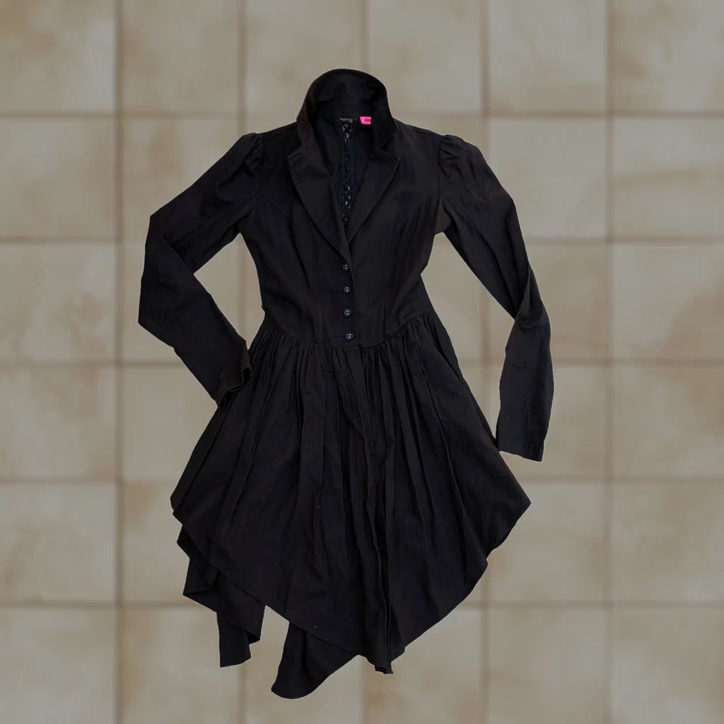 Betsey Johnson VINTAGE Betsey Johnson Gothic Shirt Dress Women's 2 Black Long Sleeve Button Dress Length Knee Length Womens Size XS / US 0-2 / IT 36-38 - 1 Thumbnail