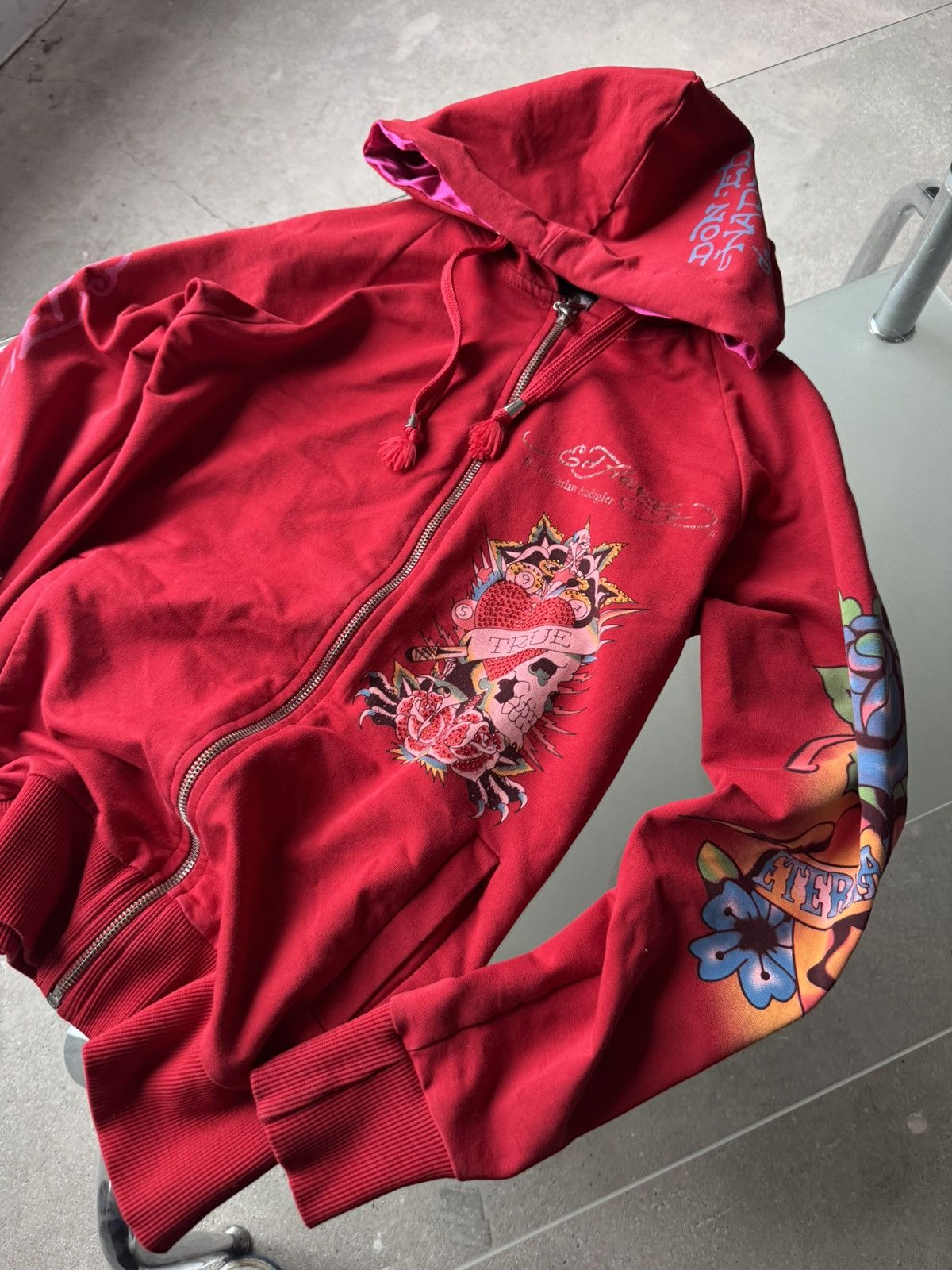 Ed Hardy Vintage Ed Hardy Zip Hoodie Red Size S / US 4 / IT 40 - 3 Thumbnail