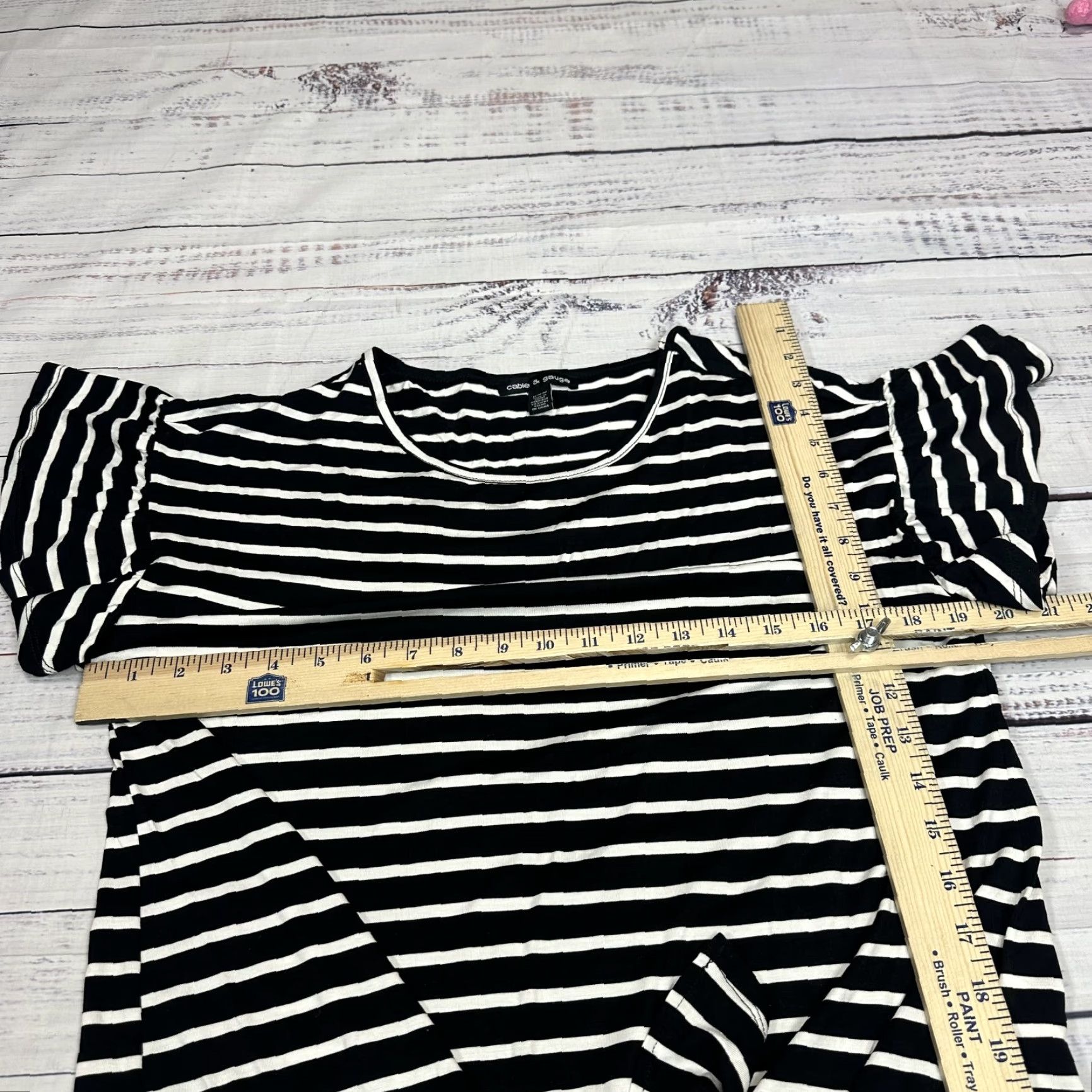 Vintage Cable & Gauge Women's Top Shirt Black White M Striped Flutter Sleeve Knot Front Size M / US 6-8 / IT 42-44 - 6 Thumbnail