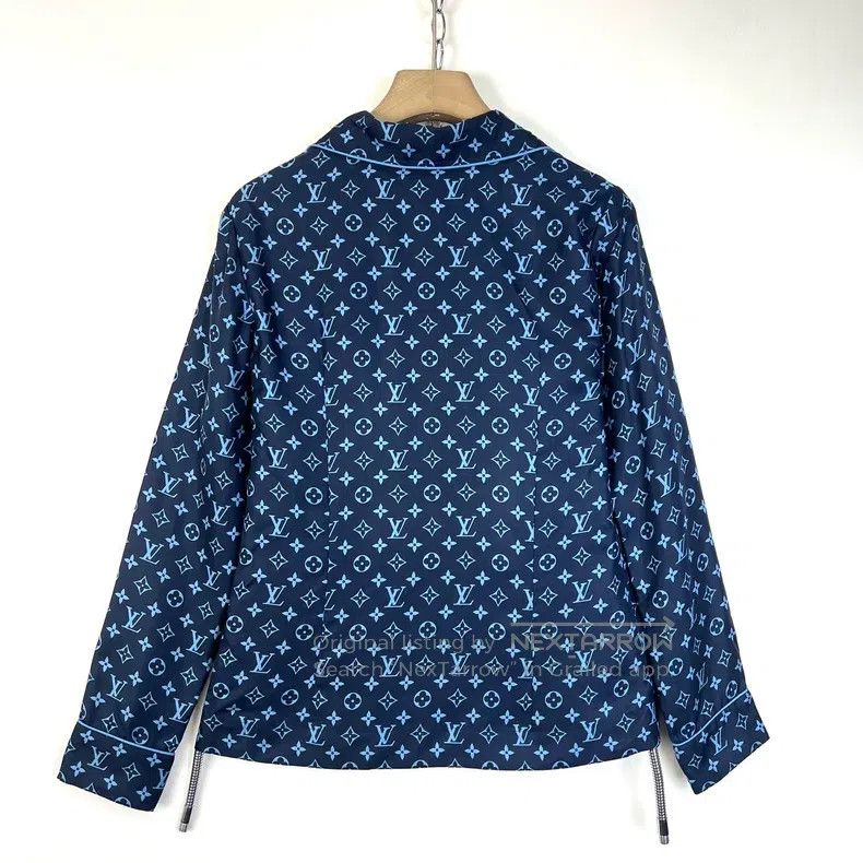 Louis Vuitton Louis Vuitton Blue full-print silk pajama shirt Size XS / US 0-2 / IT 36-38 - 2 Thumbnail