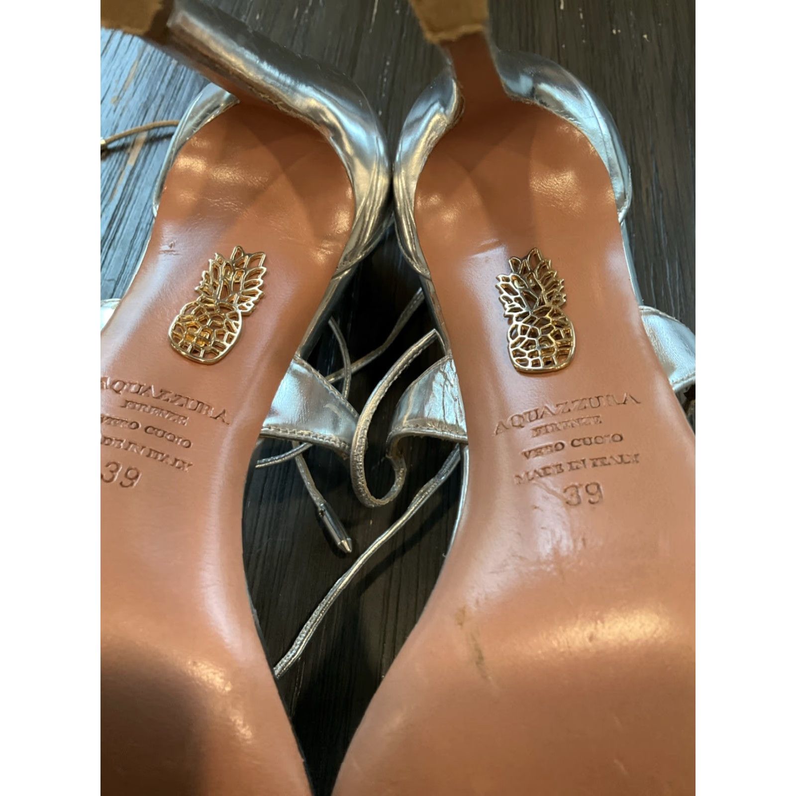 Aquazzura Aquazzura Sandal Main Selling Point Brand: Aquazzura, Model Linda 105 Silver Leather Ankle Tie High-Heel Sandals Size 39 US 8 Womens Men’s? Size US 8 / IT 38 - 6 Thumbnail