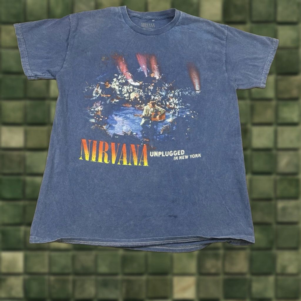 Vintage Nirvana Unplug Band T Shirt Mens Medium Blue Vintage Graphic Print Short Sleeve Crew Neck Cotton Knit Logo NIRVANA Band, Music, Punk Mens Size US M / EU 48-50 / 2 - 1 Thumbnail