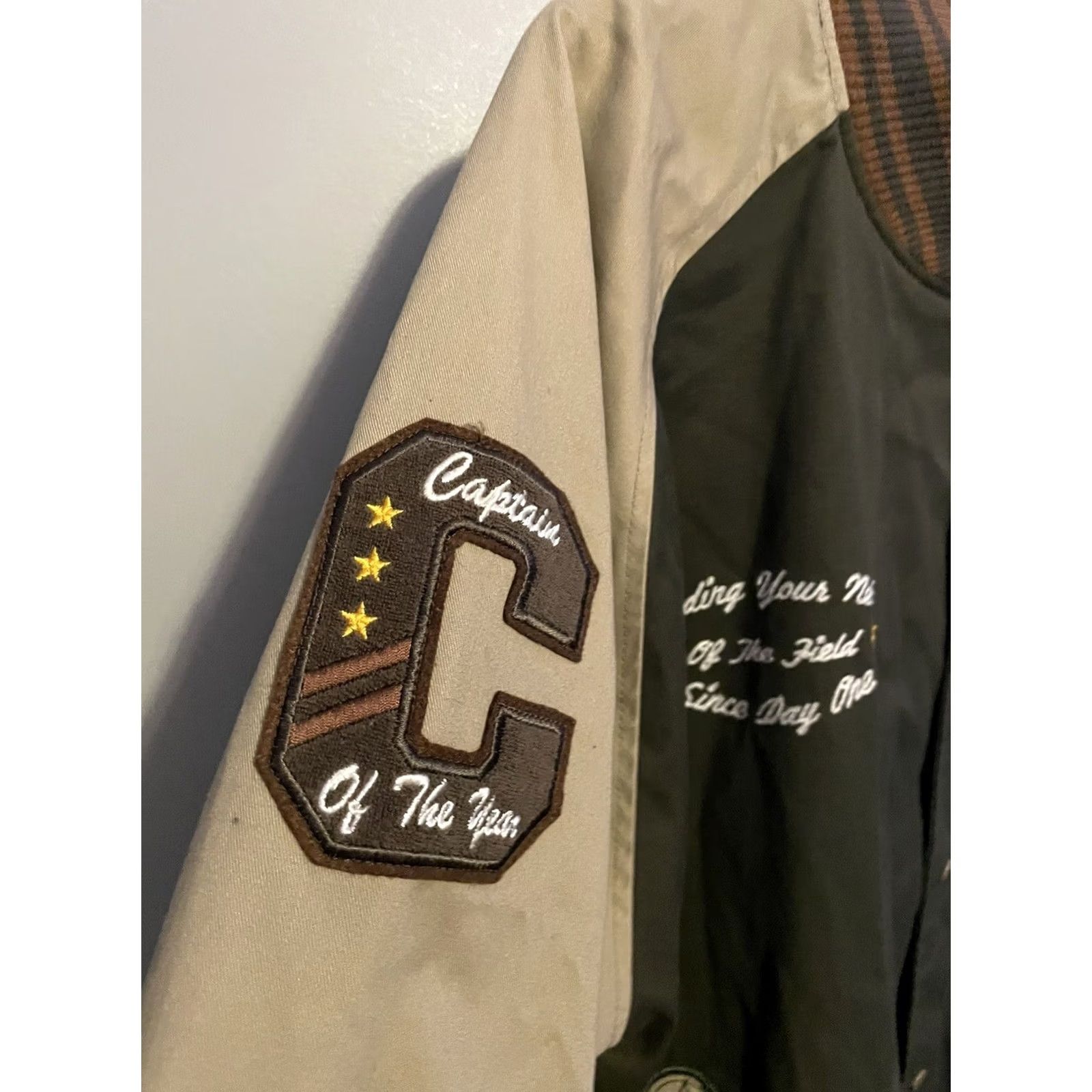 Springfield Springfield Jacket Mens 2XL Classic Varsity Triumphant Size Green Beige D118 Size US XXL / EU 58 / 5 - 6 Thumbnail