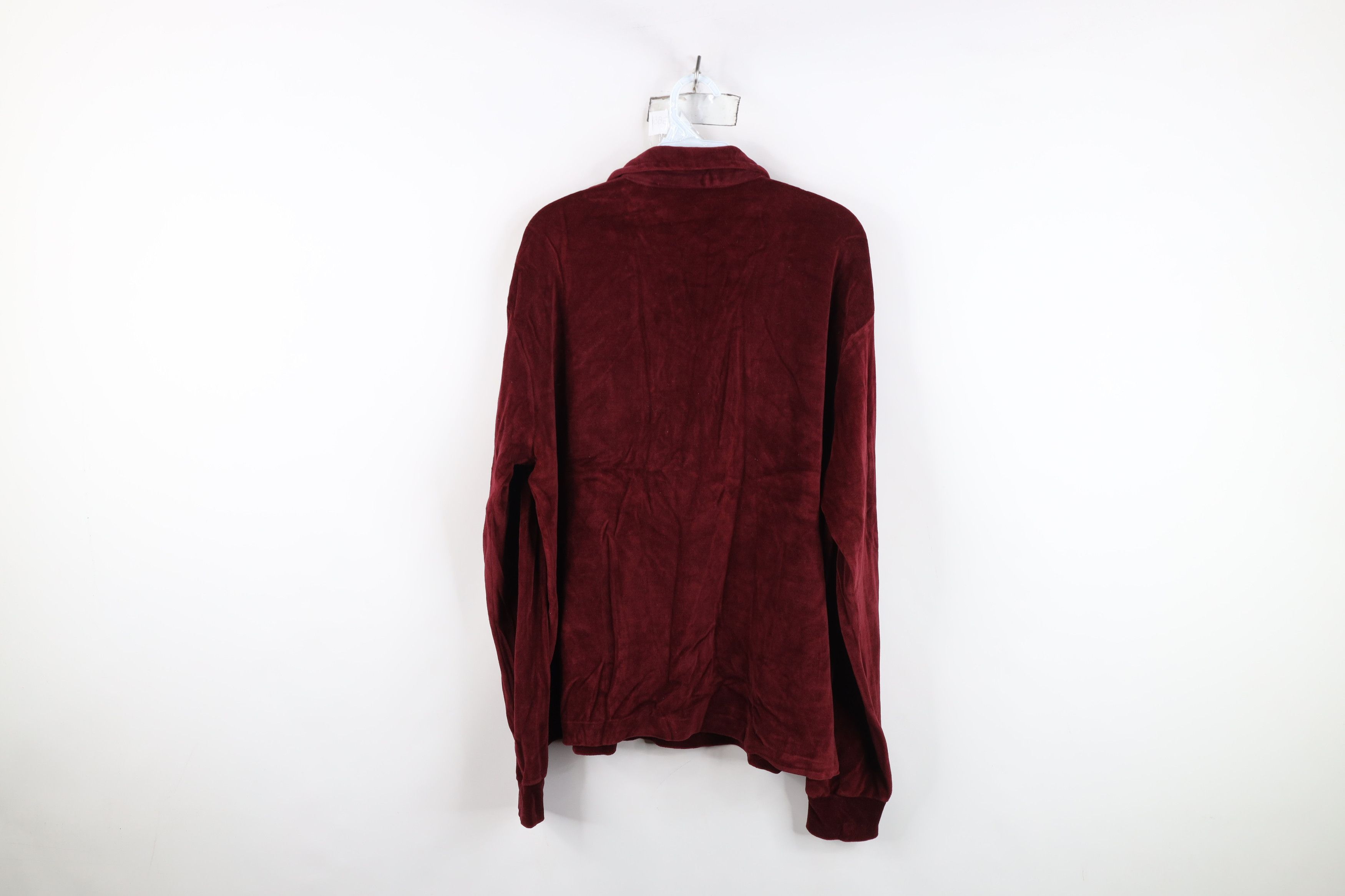 Vintage Vintage 70s Streetwear Velour Collared Long Sleeve Polo Red Size US XL / EU 56 / 4 - 10 Thumbnail