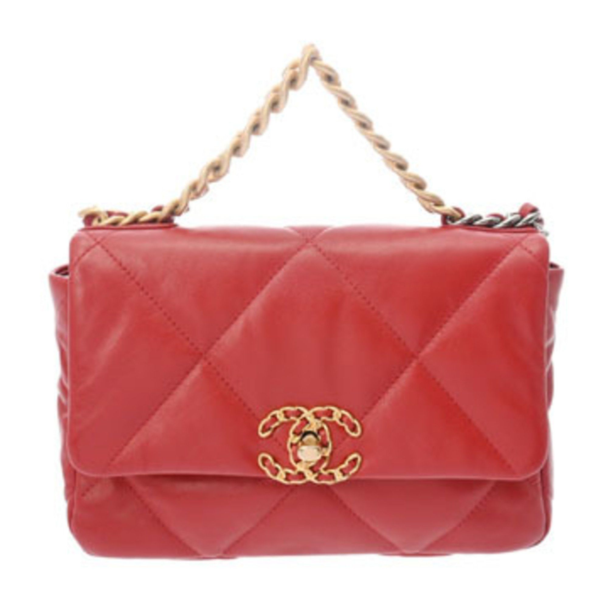 Chanel 19 Chain Shoulder Red As1160 Women's Lambskin Bag