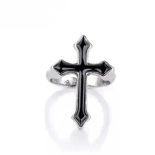 New Order Men Vintage Goth Black Sword Cross Open Rings Size ONE SIZE - 4 Thumbnail