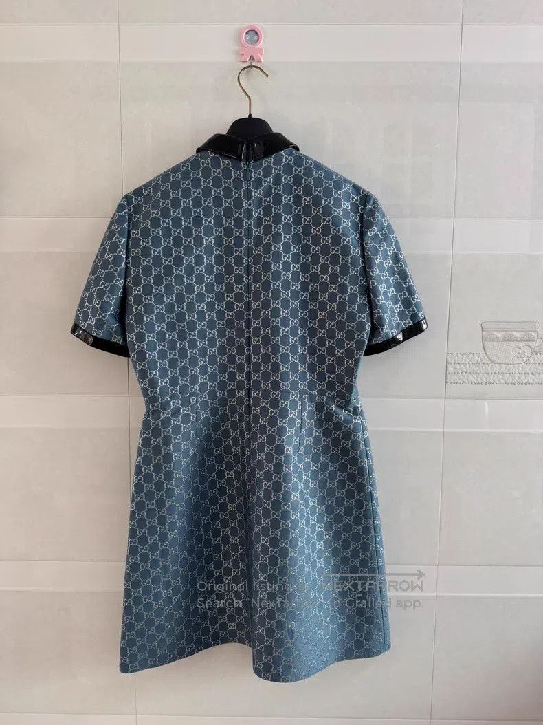 Gucci Gucci GG blue patchwork dress Size L / US 10 / IT 46 - 3 Thumbnail