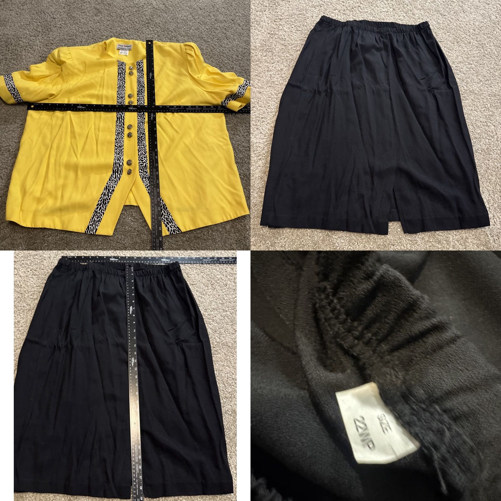 Vintage VINTAGE Tracy Richards Business Suit Blazer Skirt Women 22W Black Yellow 80s Size 40" / US 18 - 8 Thumbnail