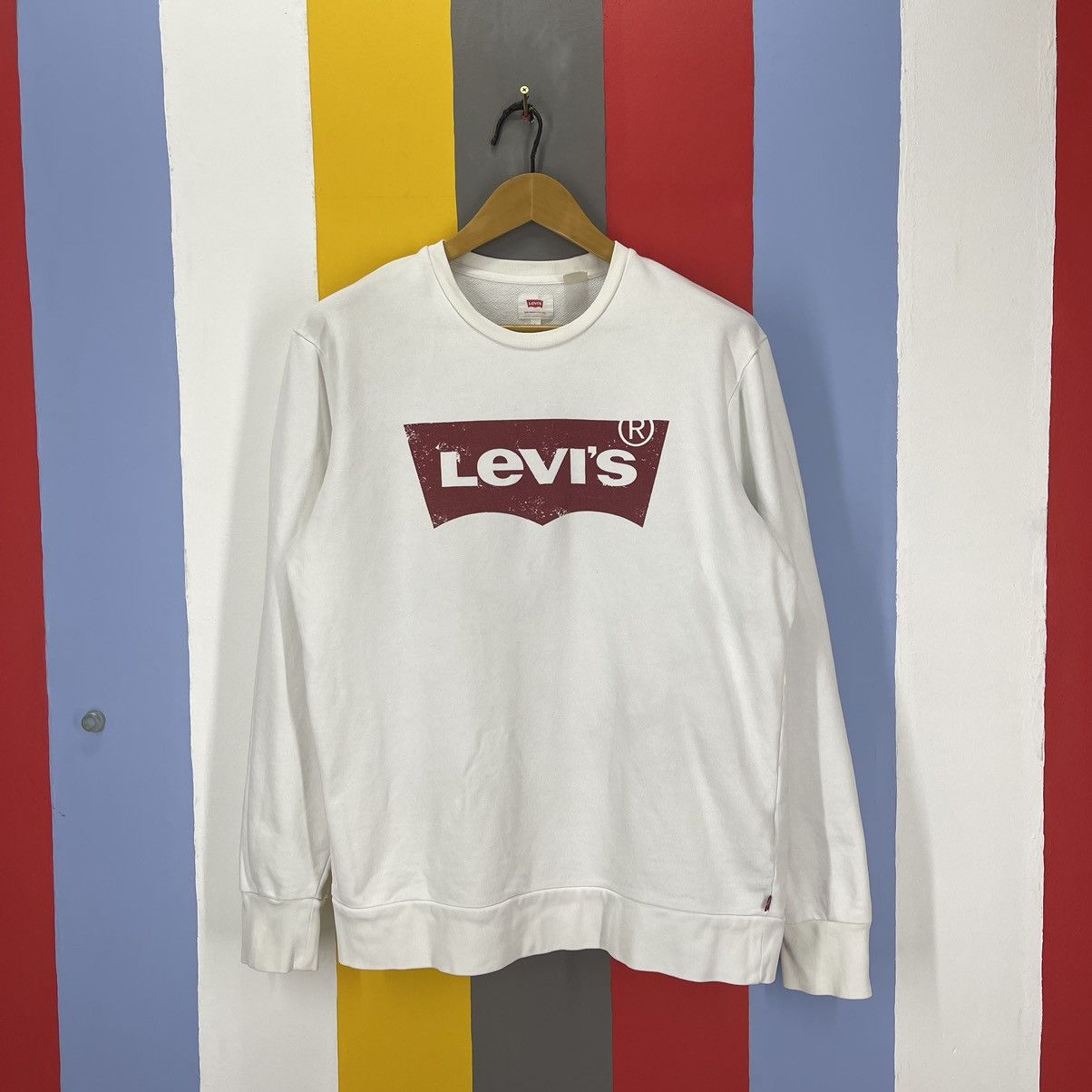 image of Levis Crew Neck Sweatshirt 1457/ay in White, Men's (Size Large)