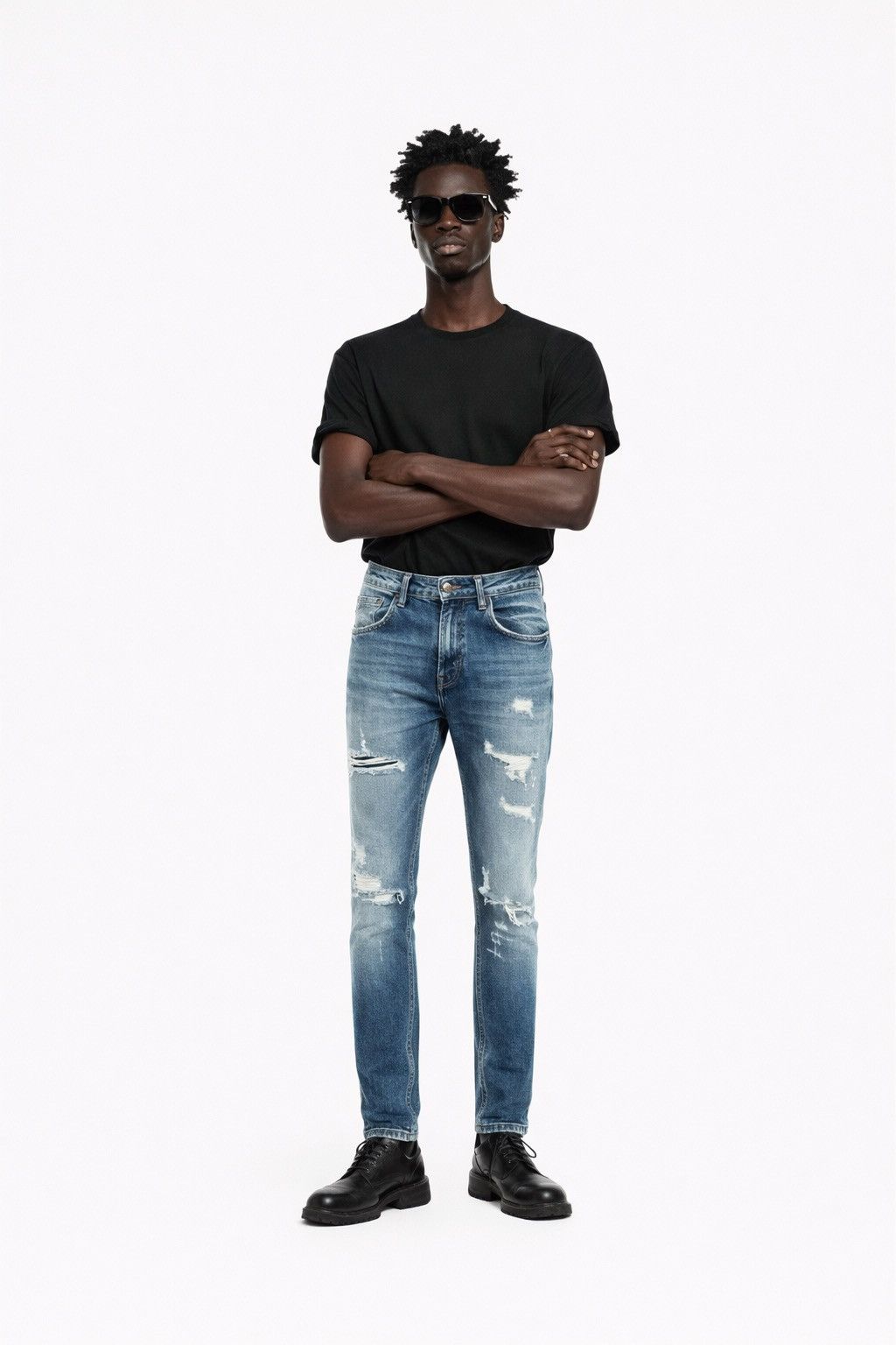 Zara ZARA Man Distressed Slim Fit Jeans Blue Denim Ripped Size US 32 / EU 48 - 1 Thumbnail