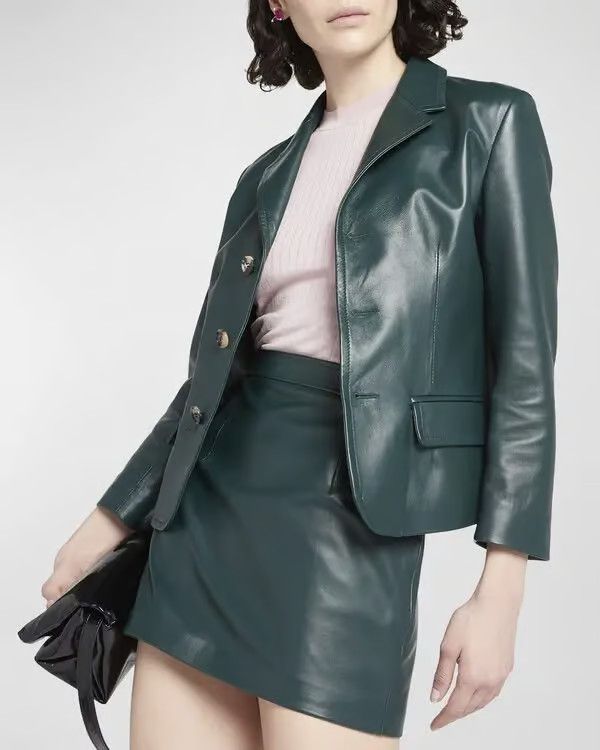 Marni oc11z0525 Lambskin Leather Jacket in Green Size XL / US 12-14 / IT 48-50 - 3 Thumbnail
