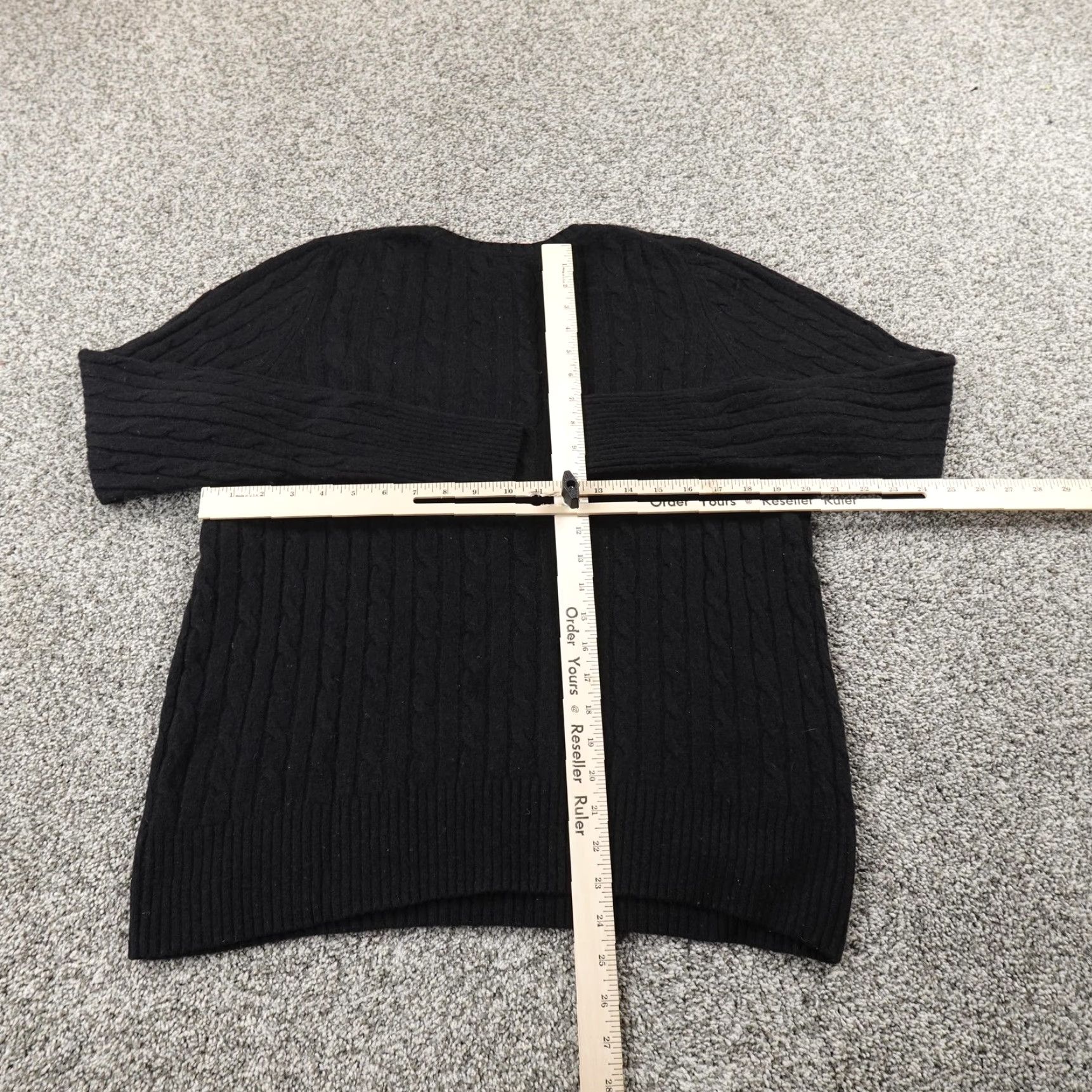 JCPenney JC Penney Sweater Womens L Black Cable Knit Merino Wool Blend V Neck Pullover Size L / US 10 / IT 46 - 5 Thumbnail