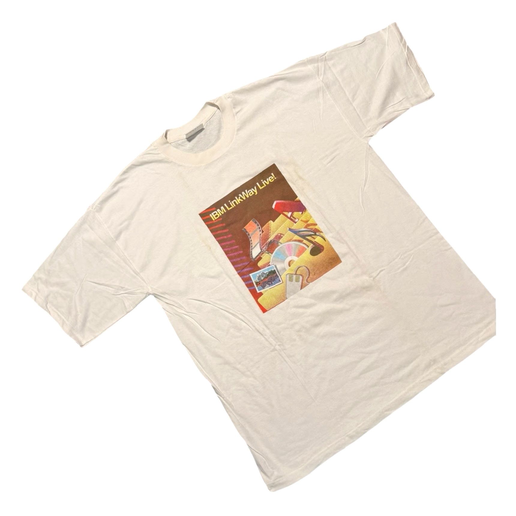 HARE VINTAGE IBM LinkWay Live! Share the Vision Promo TShirt XL White 90s Computer Software Rare Mens Tee Size US XL / EU 56 / 4 - 3 Thumbnail