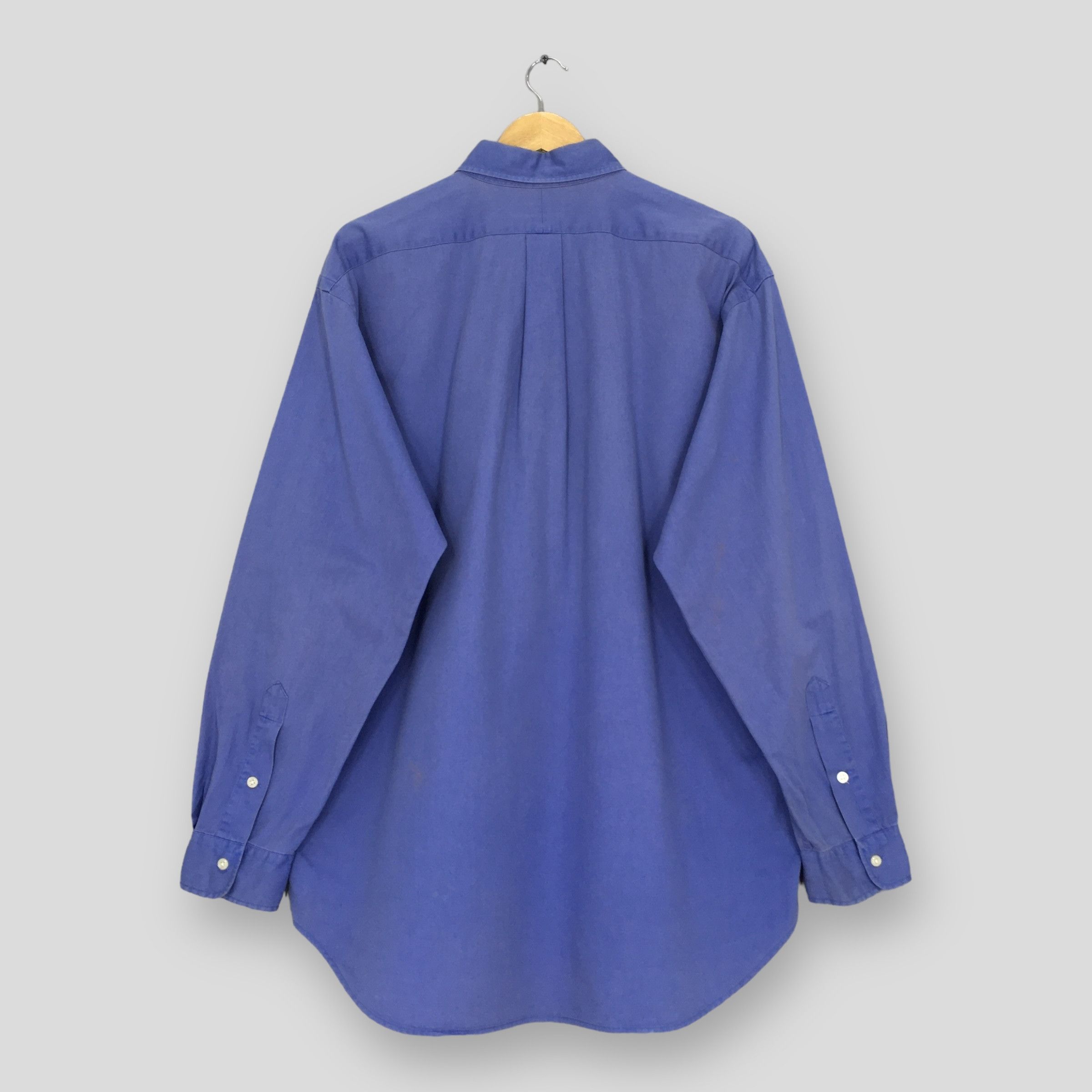 Ralph Lauren Vintage 90s Ralph Lauren Blue Plain Oxfords Shirt Large Size US L / EU 52-54 / 3 - 8 Thumbnail