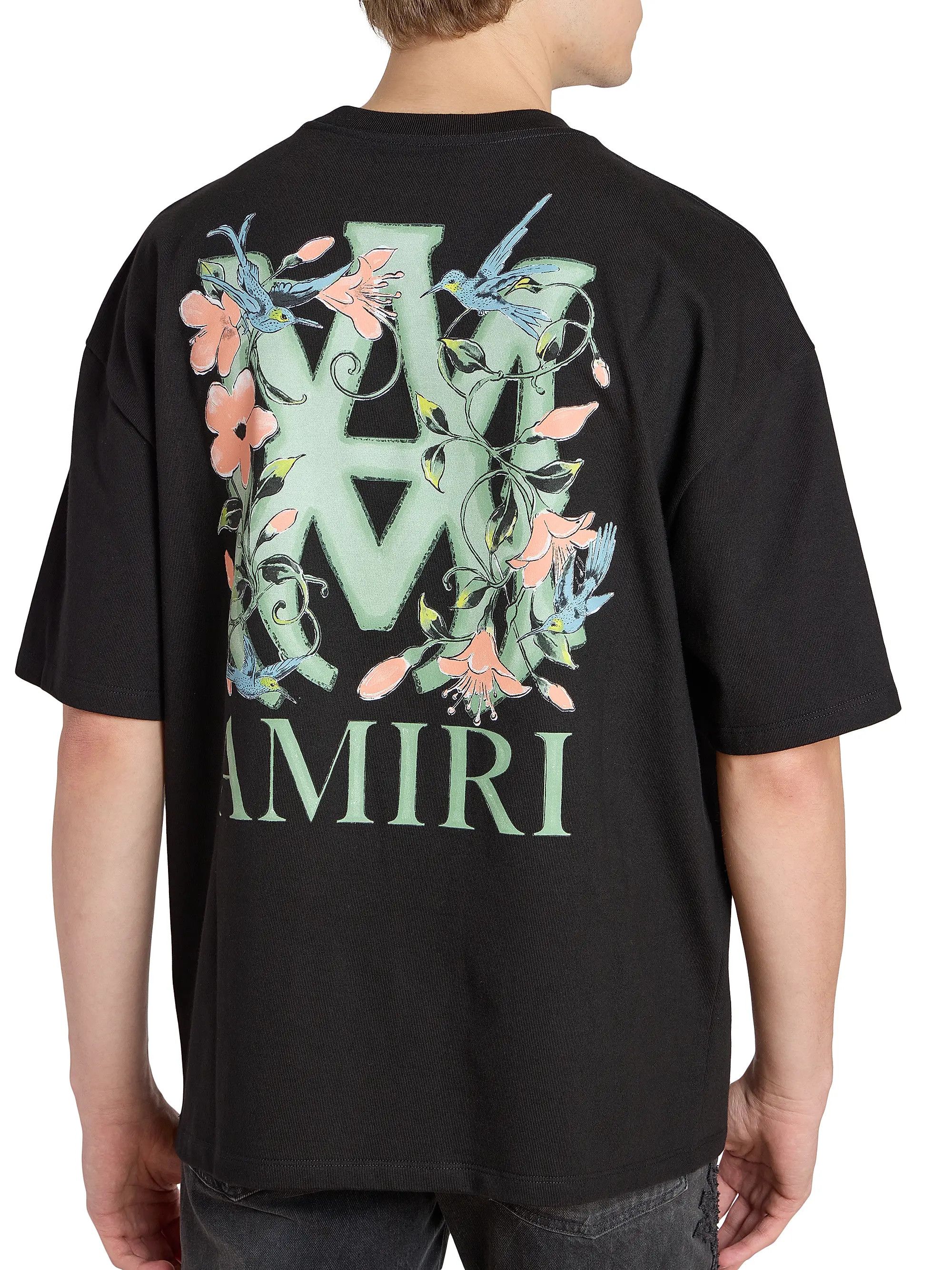 Amiri os11x0526 MA Floral Logo Oversized T-Shirt in Black Size US L / EU 52-54 / 3 - 6 Thumbnail
