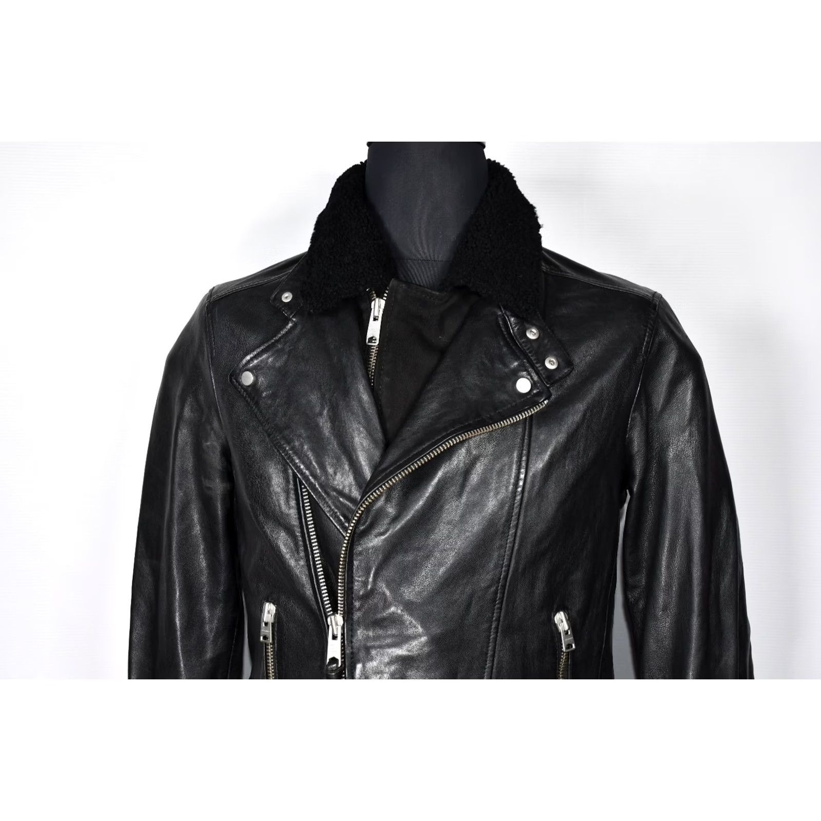 Allsaints AllSaints Prospect Leather Biker Jacket Black M Mens Jacket Leather Streetwear Front Zip Zipper Casual 90s Event Vintage: No Size US M / EU 48-50 / 2 - 2 Thumbnail