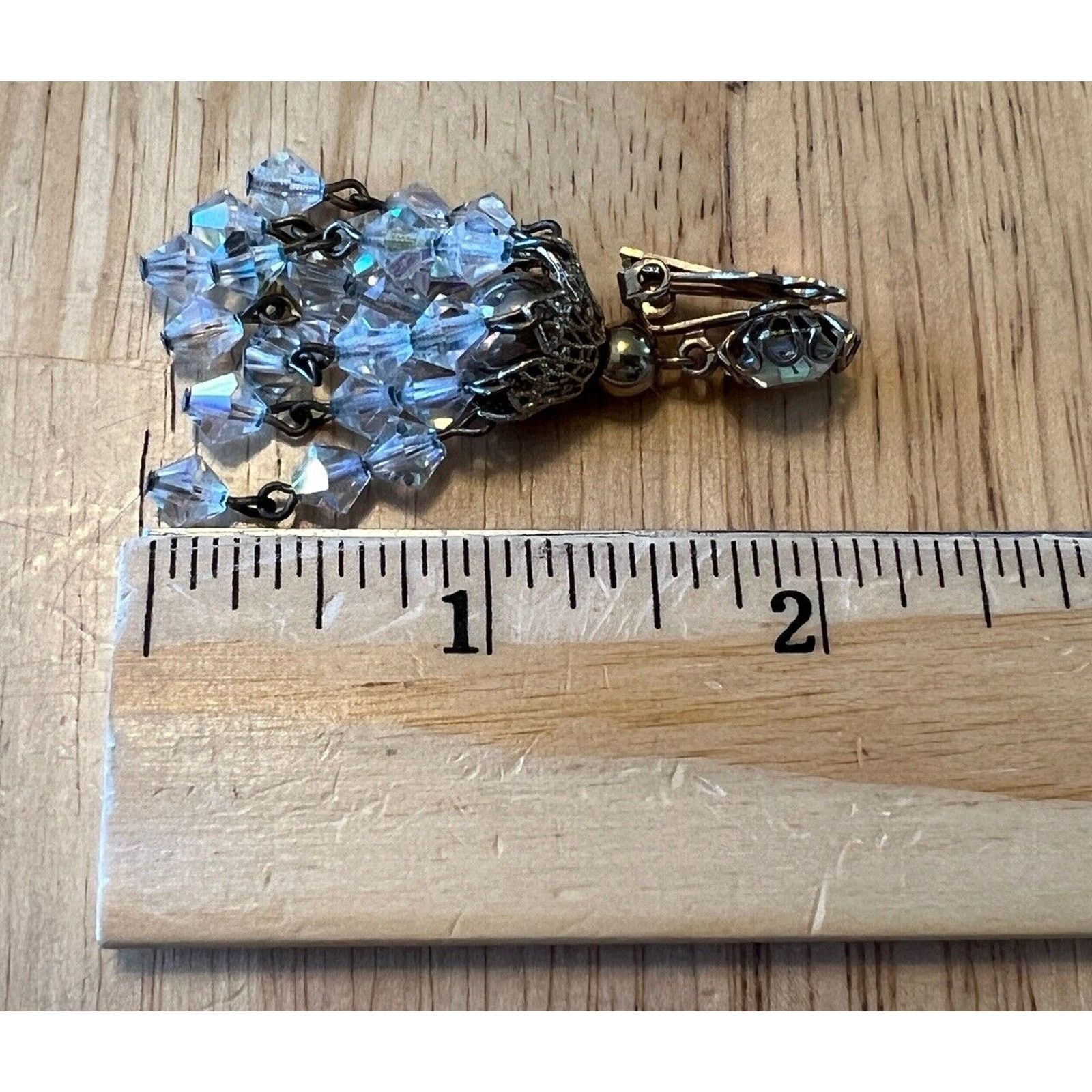 Other Unique Vintage AB Crystal Dangle Clip on Earring Rhinestone Size ONE SIZE - 5 Thumbnail