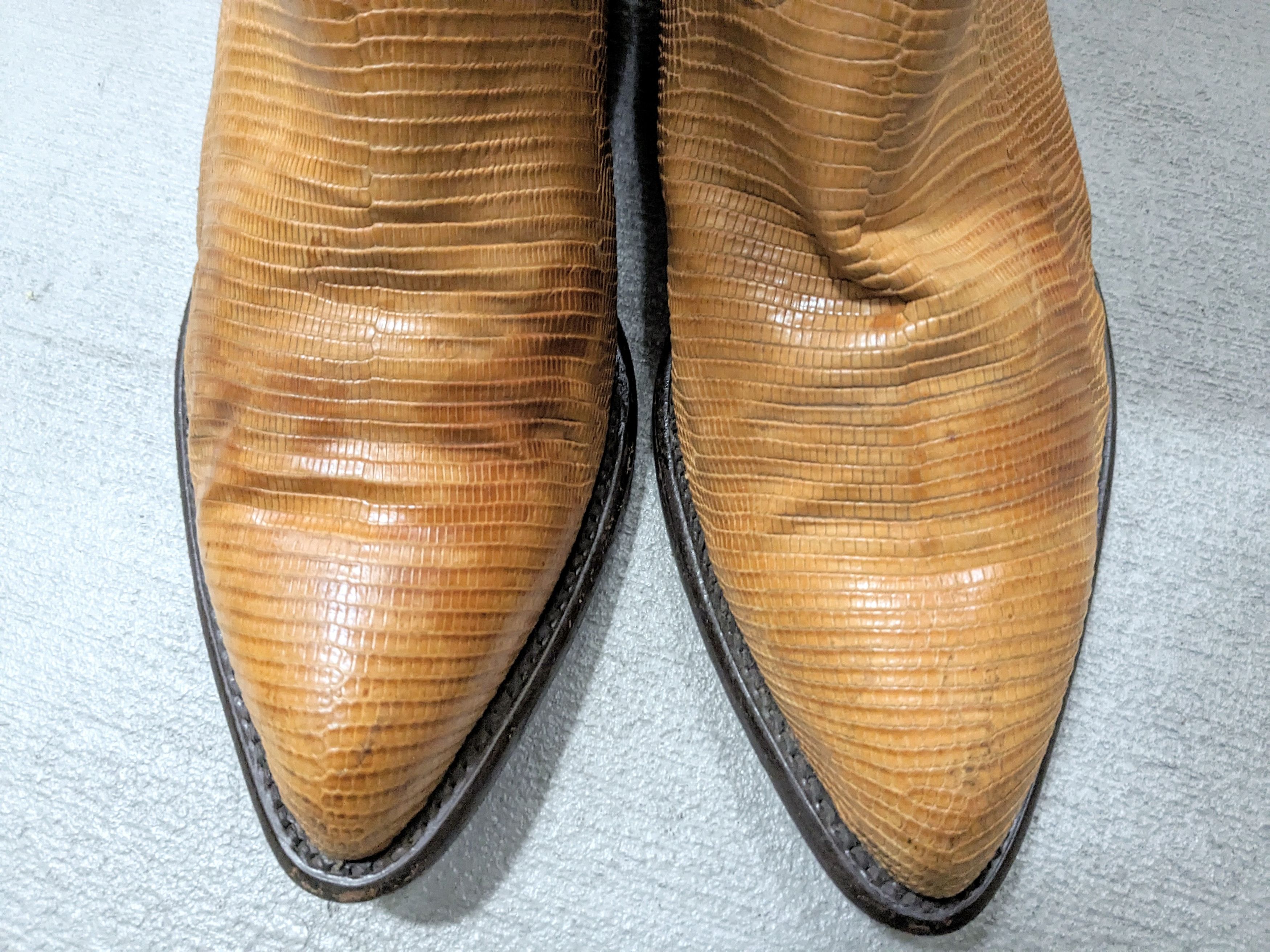 Genuine Leather Vintage Cowboy Boots Yellow Lizard 8 Wide Leather USA Size US 8 / EU 41 - 3 Thumbnail