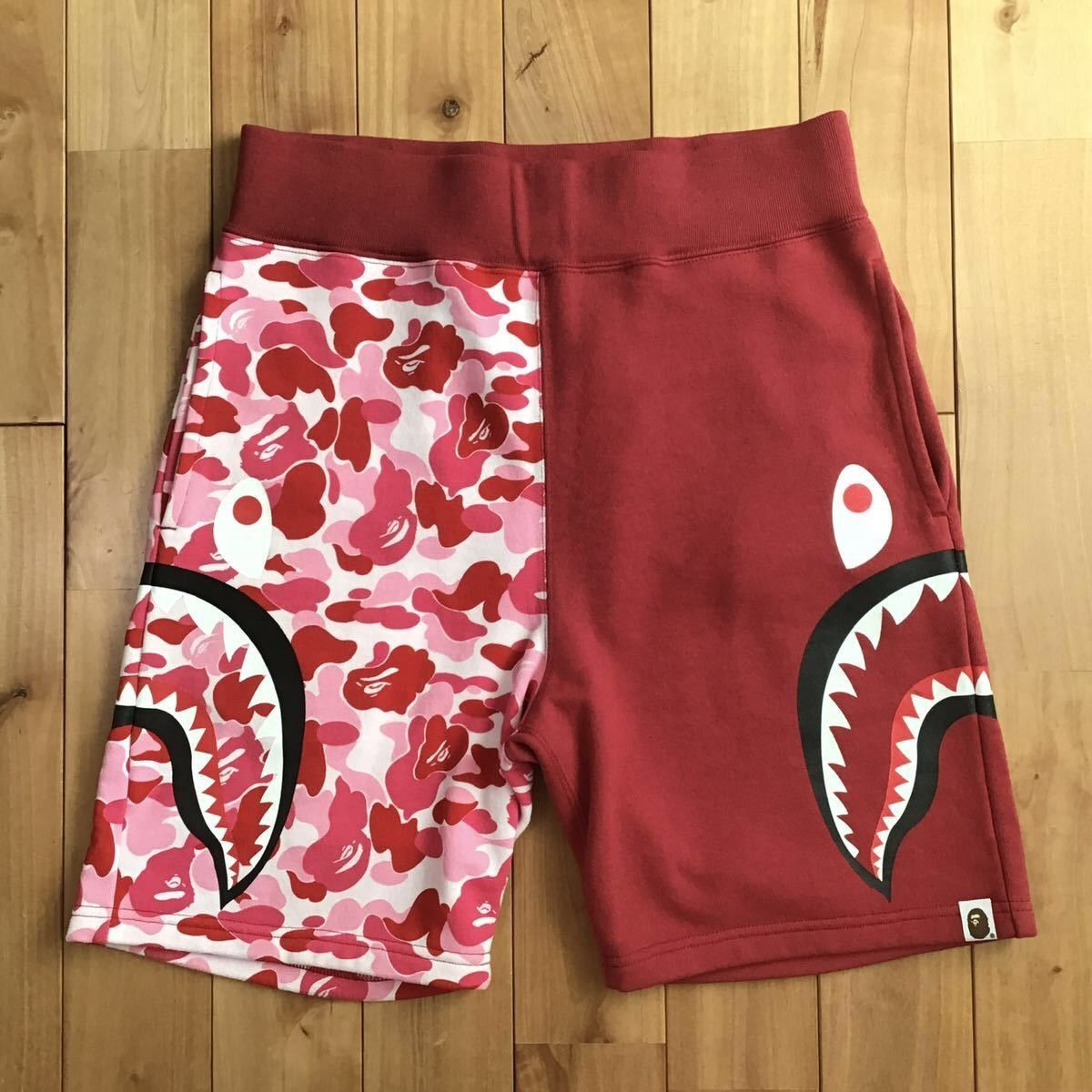 image of Bape Side Shark Sweat Shorts Abc Camo Pink Ape ★Size S in Pink/Red, Men's (Size 30)