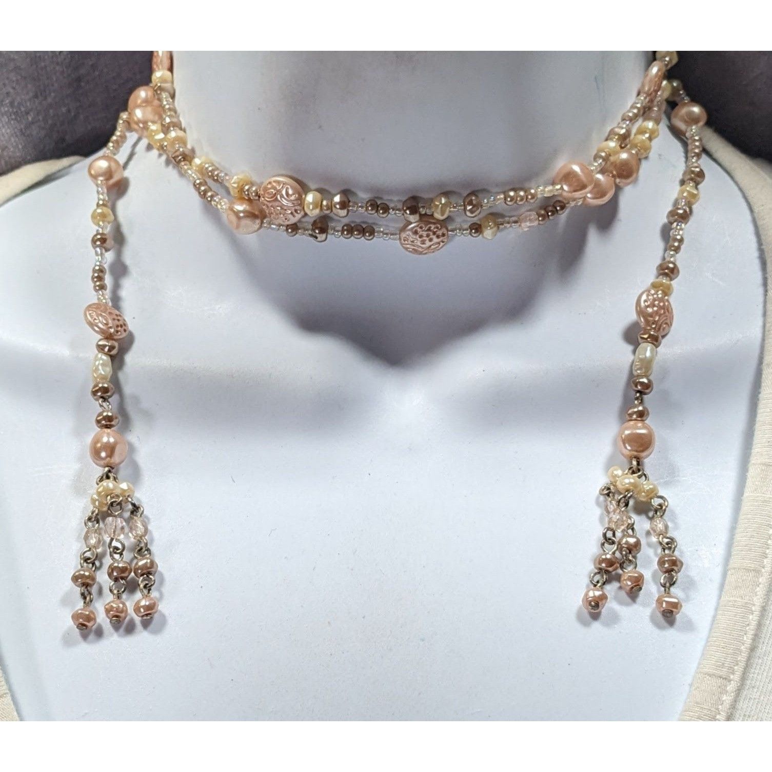 Other Elegant Faux Pearl Beaded Cream Wrap Necklace Size ONE SIZE - 1 Thumbnail