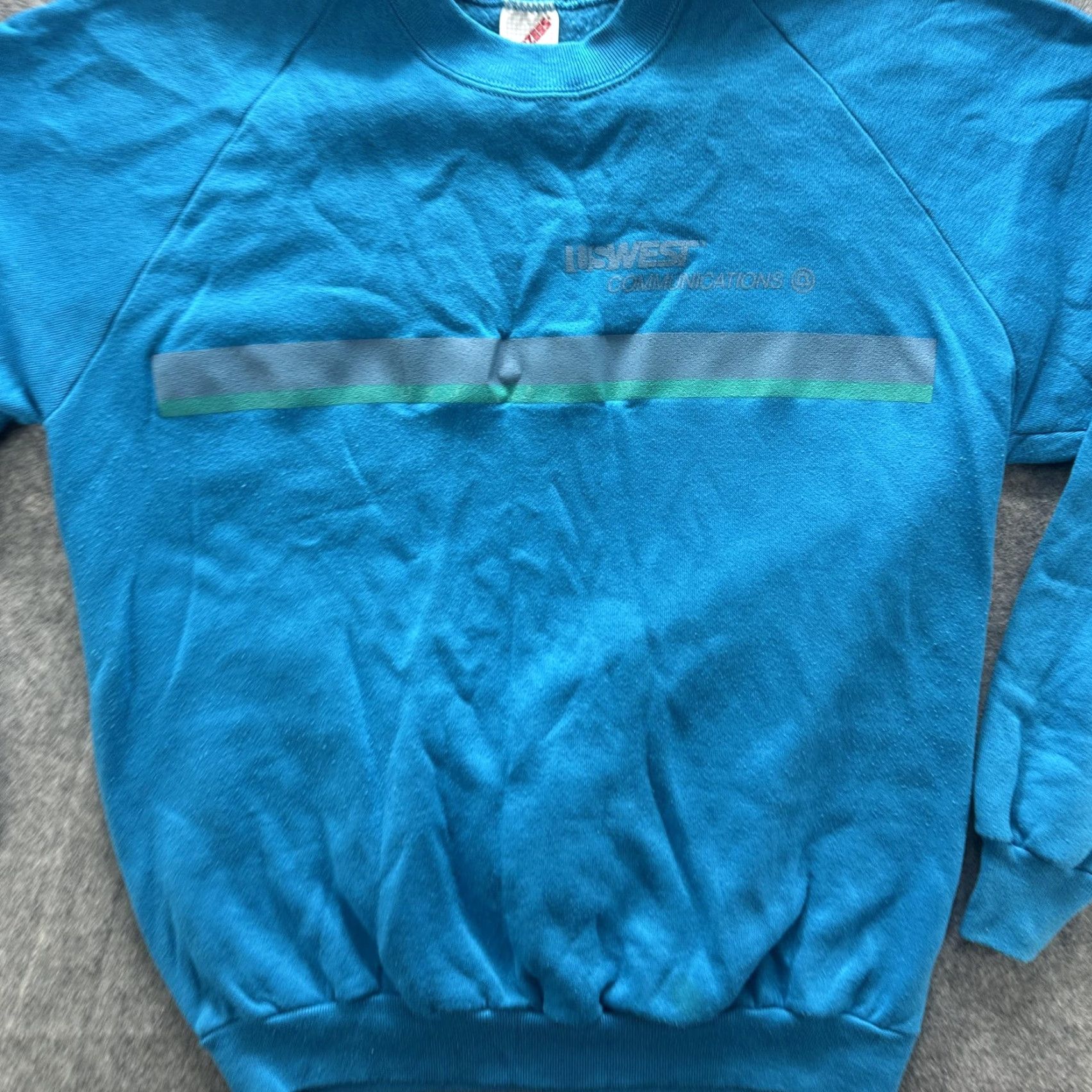 Jerzees VINTAGE Jerzees Sweatshirt Mens XL Blue US West Communications Graphic Print Crewneck Pullover Fleece 80s Size US XL / EU 56 / 4 - 3 Thumbnail