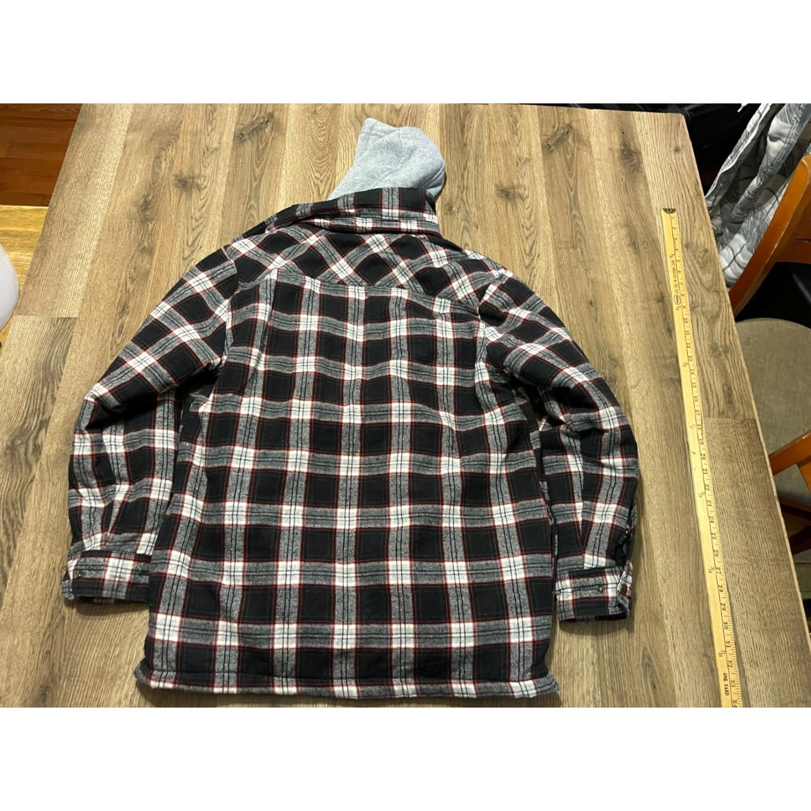 Vintage Rugged Wear Hoodie Mens Size M Plaid Full Zip Black White Gray Red Pattern Classic Size US M / EU 48-50 / 2 - 2 Thumbnail