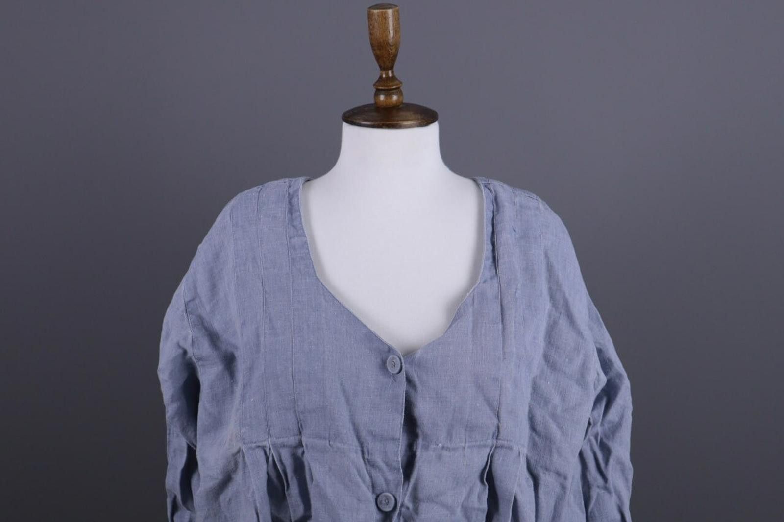 Designer Gudrun Sjoden Gray Lagenlook Blouson Midi Dress Size Xl Size XL / US 12-14 / IT 48-50 - 4 Thumbnail