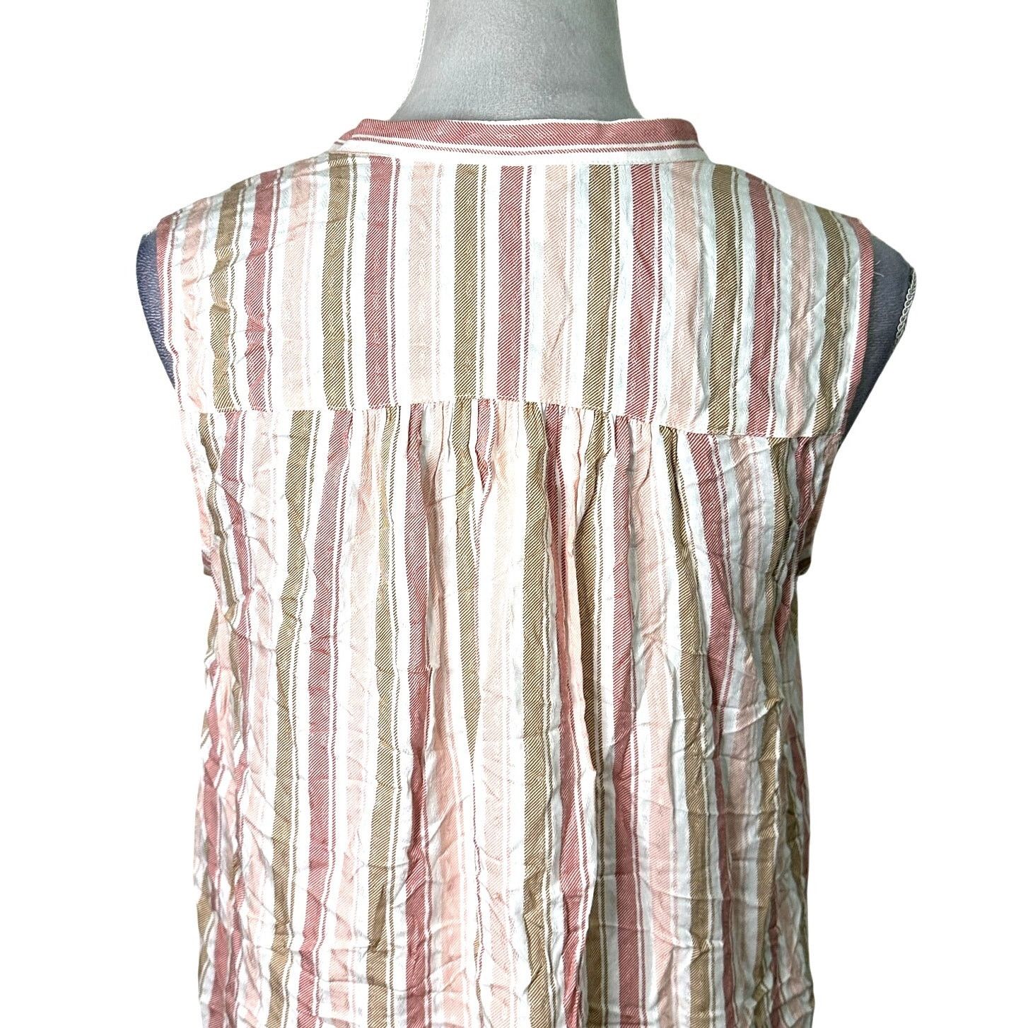 Other Caslon Tank Blouse Breezy Sleeveless Striped Pink/Brown S Size S / US 4 / IT 40 - 5 Thumbnail