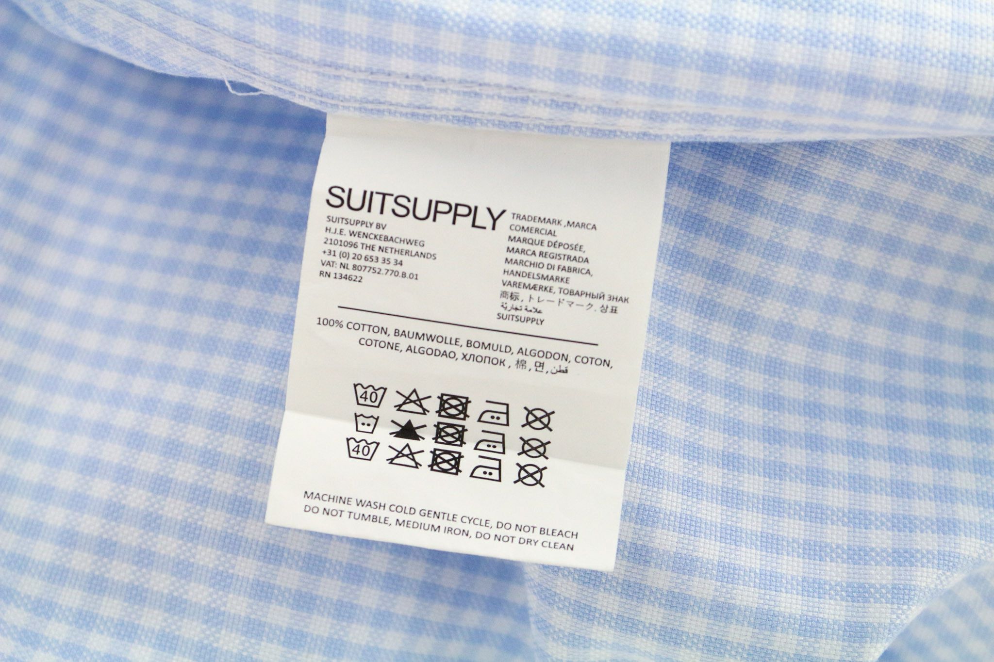 Suitsupply 45 Slim Blue Cotton Checked Button-Up 72844 Size 44R - 5 Thumbnail
