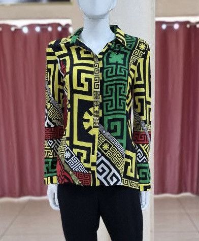 Versace Versace Multicolor Geometric Greek Print Chiffon Silk Shirt Size M / US 6-8 / IT 42-44 - 3 Thumbnail