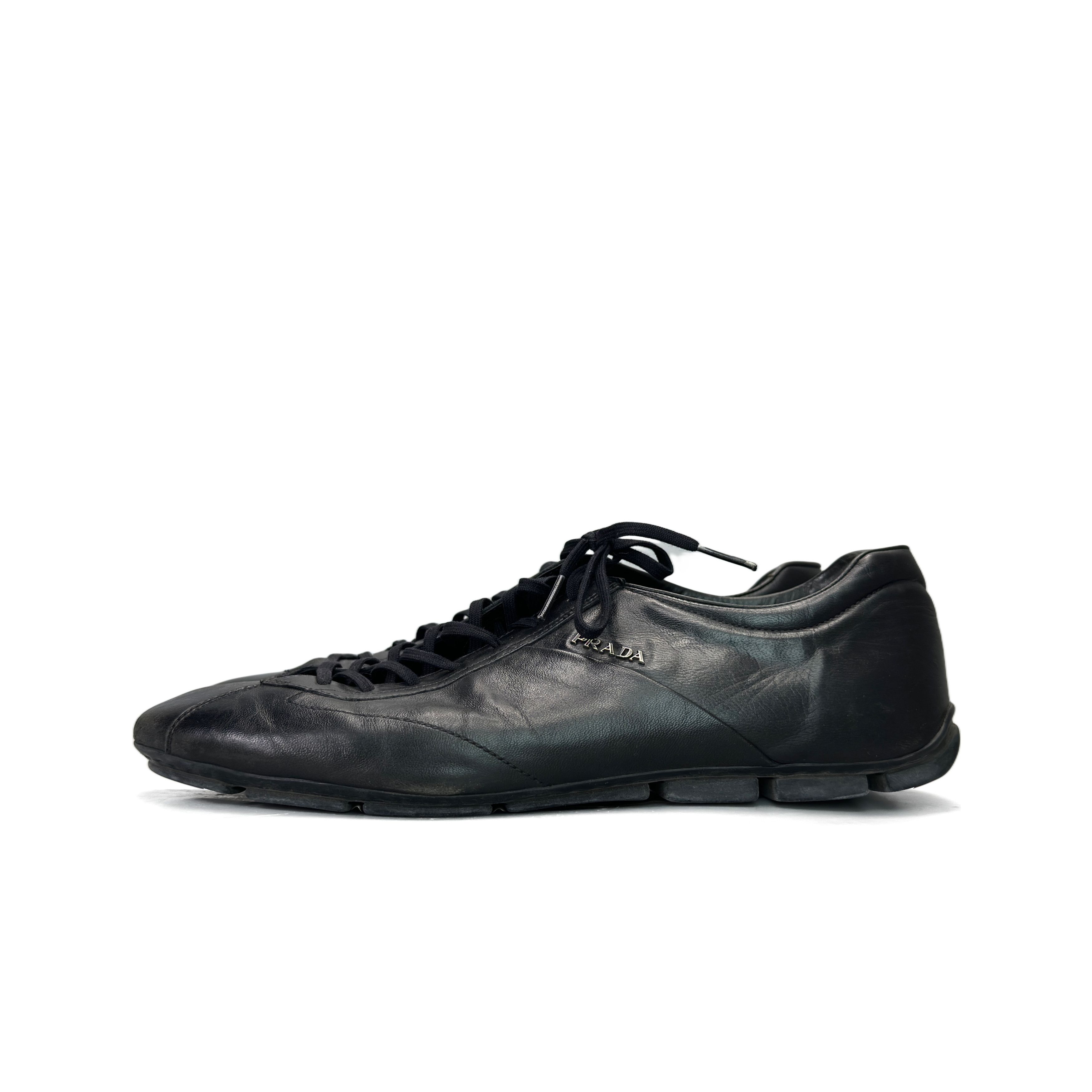 Prada Prada Black Leather Low-Top Sneakers Size 8.5 Size US 8.5 / EU 41-42 - 1 Thumbnail