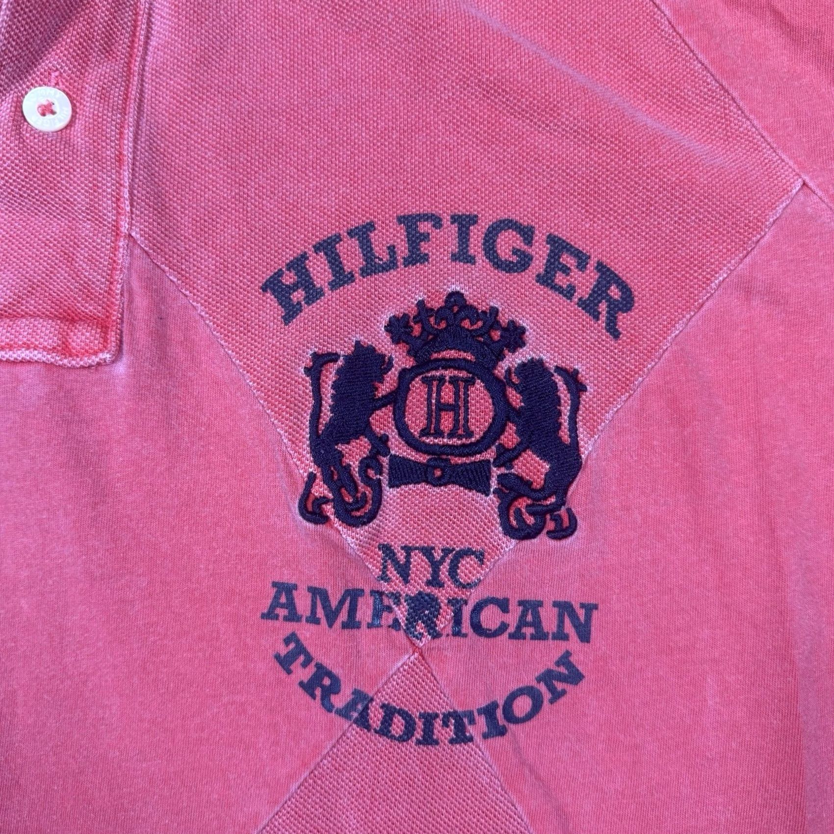 Tommy Hilfiger Vintage Tommy Hilfiger NYC Diamond Stitched Polo Shirt Mens XL Patchwork Size US XL / EU 56 / 4 - 4 Thumbnail