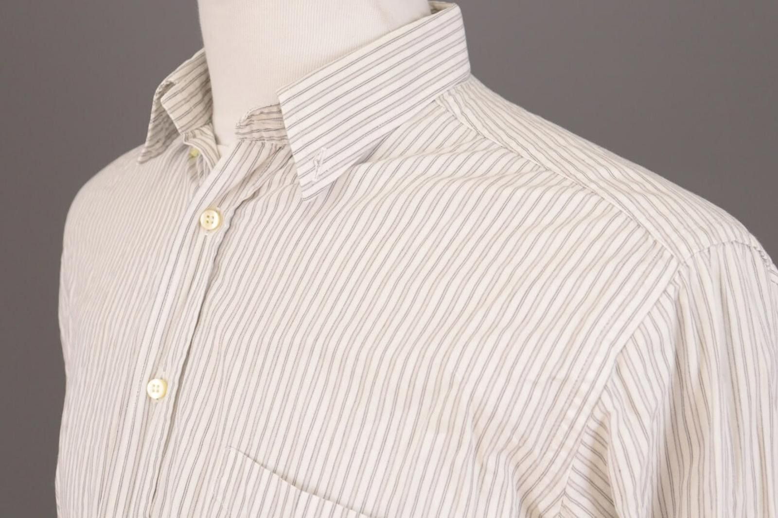 Romeo Gigli Romeo Gigli Milano White Pinstripe Down Shirt Size 40 / 15 Size US M / EU 48-50 / 2 - 8 Thumbnail