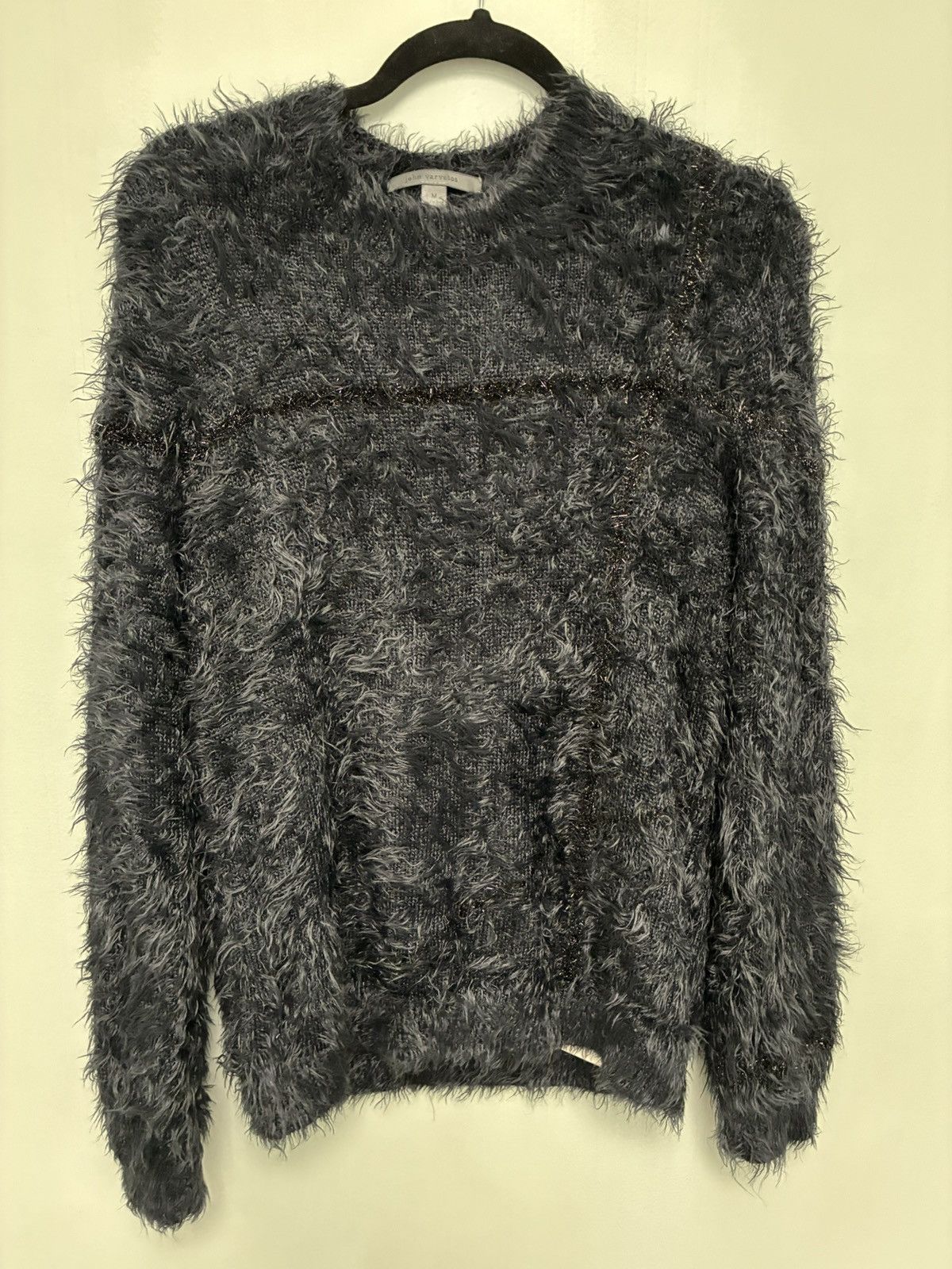 John Varvatos Black Fuzzy Sweater medium Size US M / EU 48-50 / 2 - 9 Thumbnail