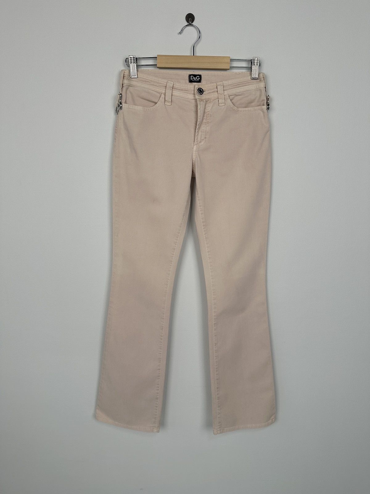 Dolce & Gabbana DOLCE & GABBANA Jeans Light Pink Flared Belted Pants size 26 Size 26" / US 2 / IT 38 - 1 Thumbnail
