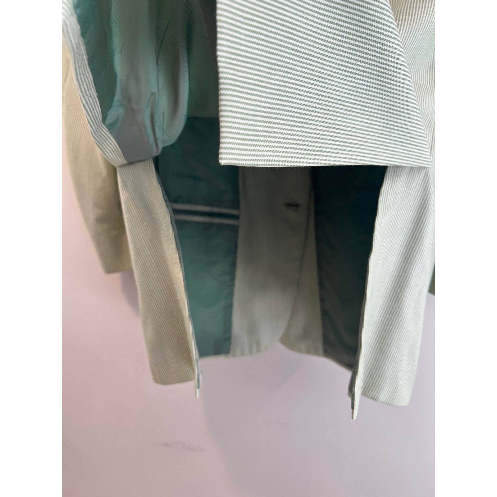Brioni Brioni Cashmere & Silk Green White Pinstripe Suit Jacket 46R Size 46R - 12 Thumbnail
