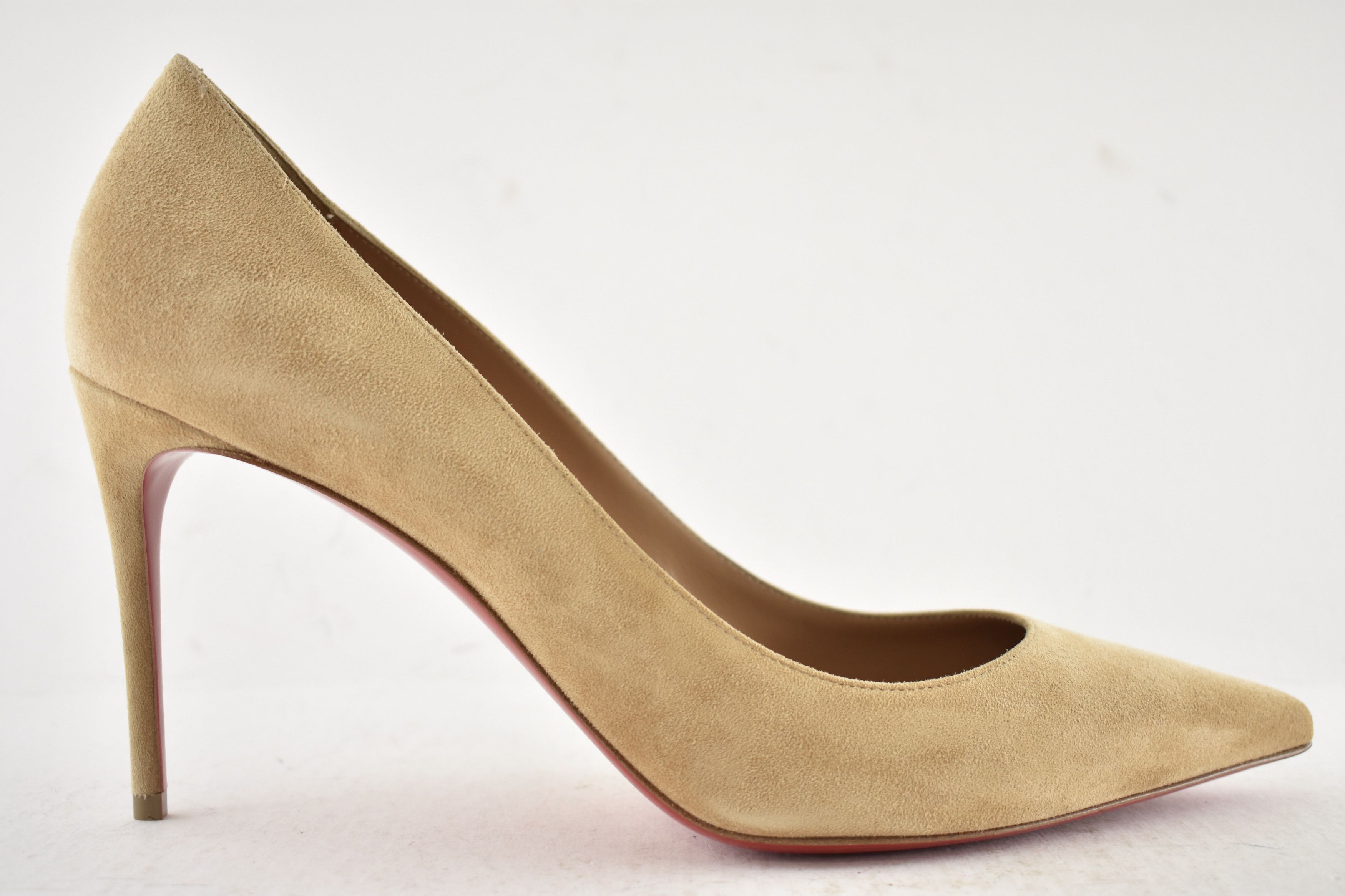 Christian Louboutin Kate 85 Lionne Beige Suede Classic Pointed Toe Heel Pump 42 Size US 12 / IT 42 - 2 Thumbnail