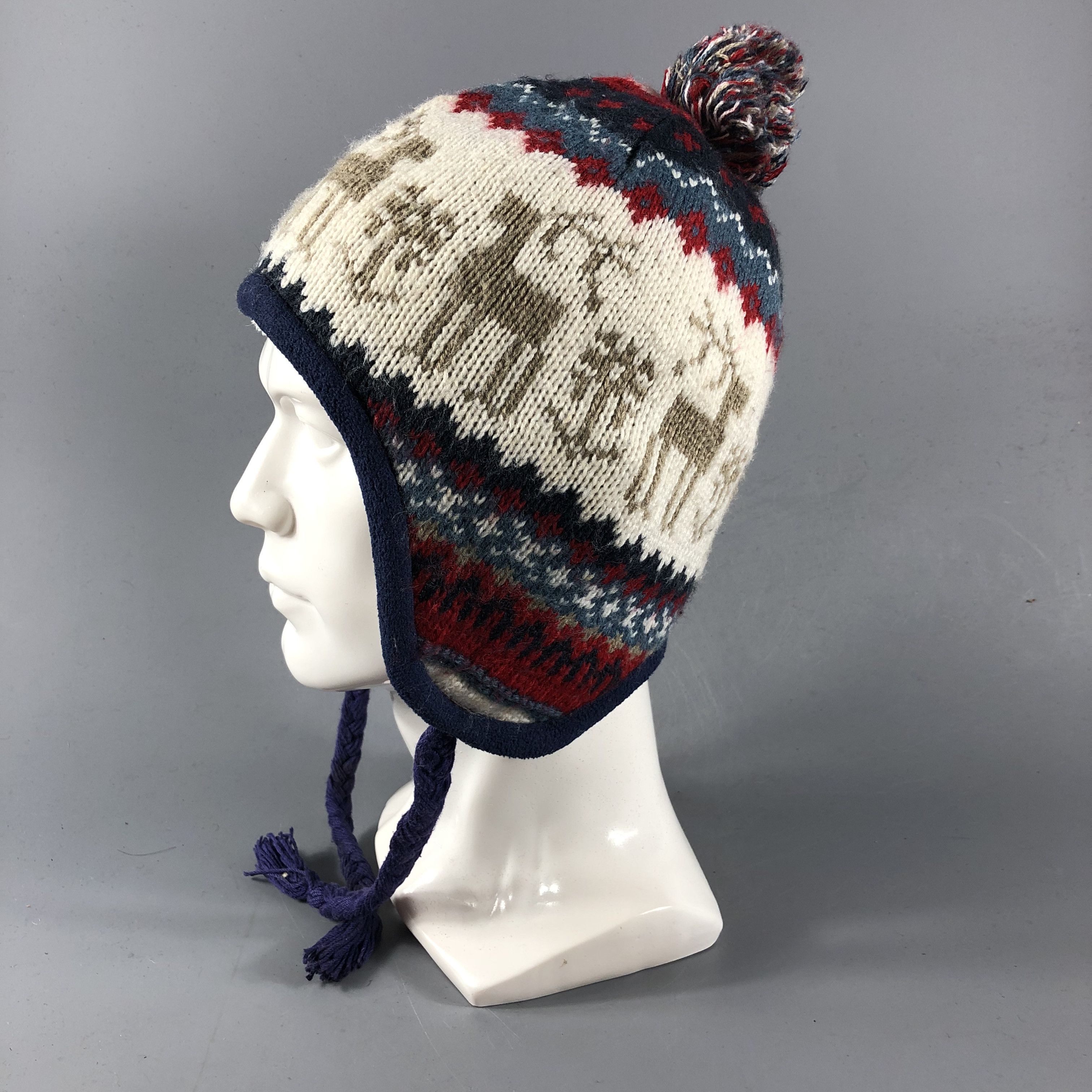 Japanese Brand Vintage Earflap Hat Fair Isle Beanie Snowcap Snow Hat B530 Size ONE SIZE - 2 Thumbnail