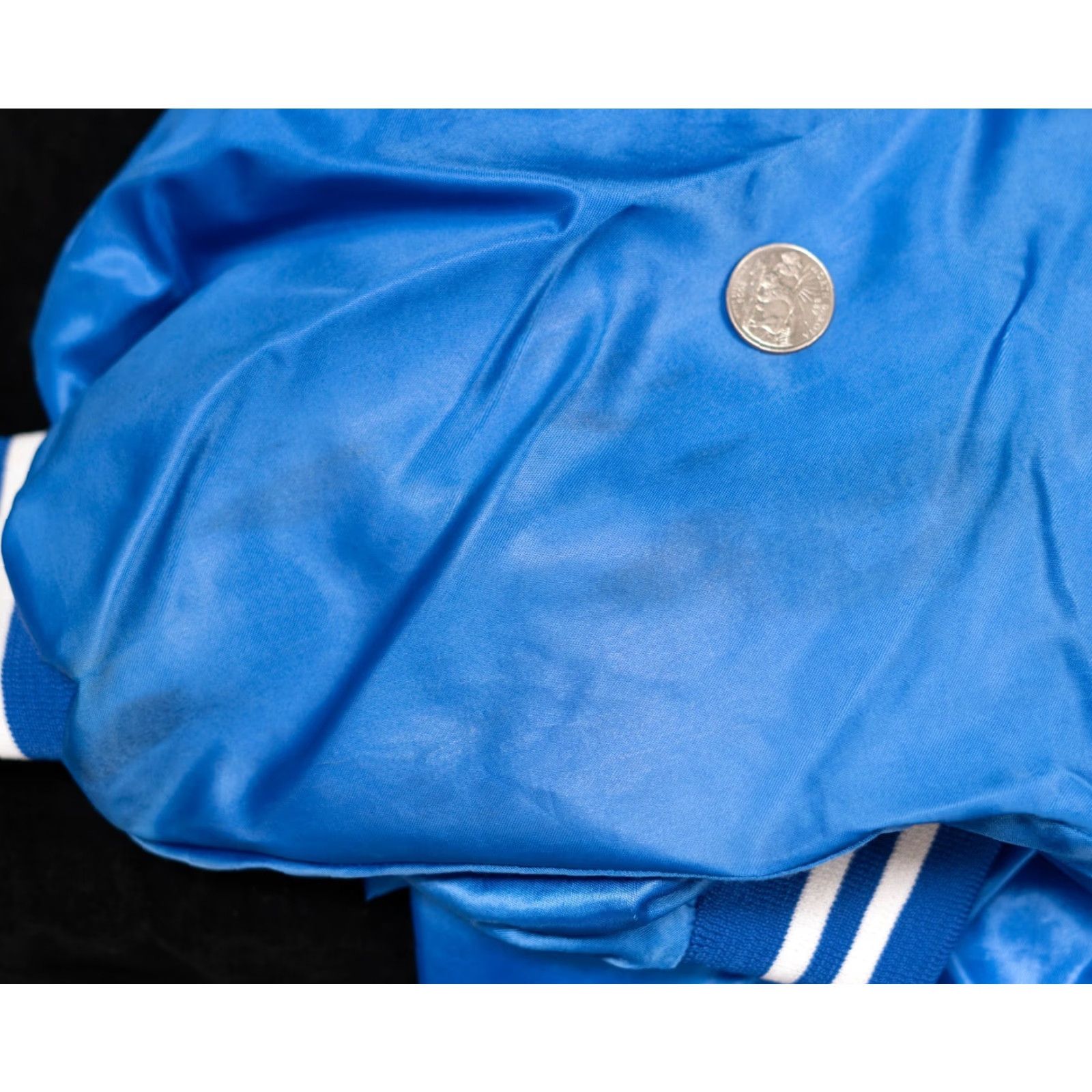 Vintage VINTAGE Blue Satin Bomber Jacket Mens 3XL Cotton Lined Union Made In USA 31x29 Size US XXL / EU 58 / 5 - 8 Thumbnail