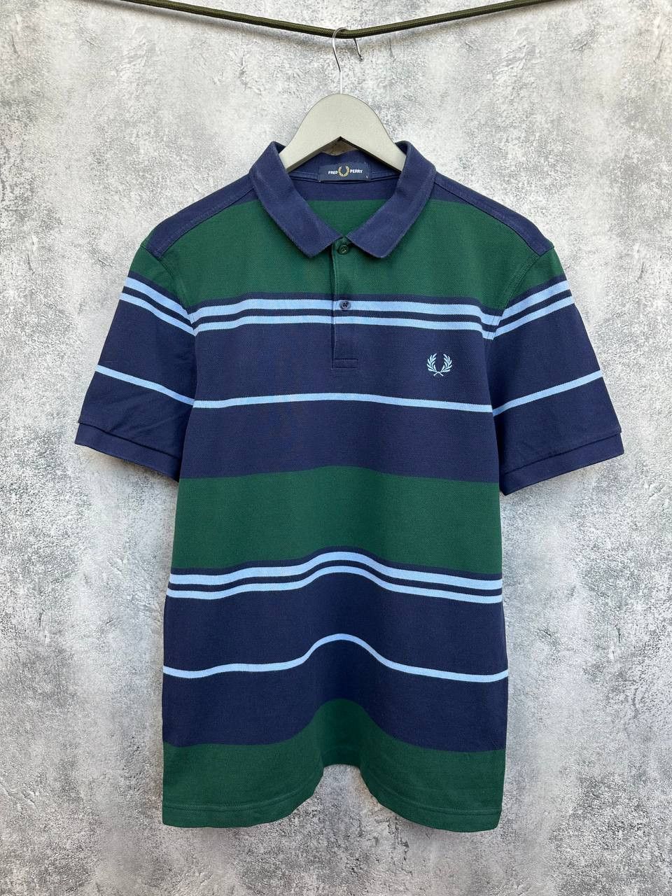 Fred Perry Fred Perry Striped Polo Shirt Navy / Green Cotton M8537 Size US L / EU 52-54 / 3 - 1 Thumbnail