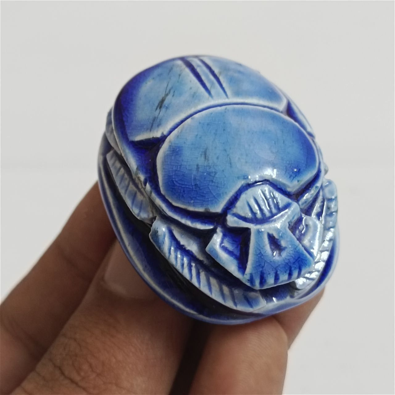 Handmade Handcrafted Egyptian blue scarab – pharaonic artwork Size ONE SIZE - 1 Thumbnail