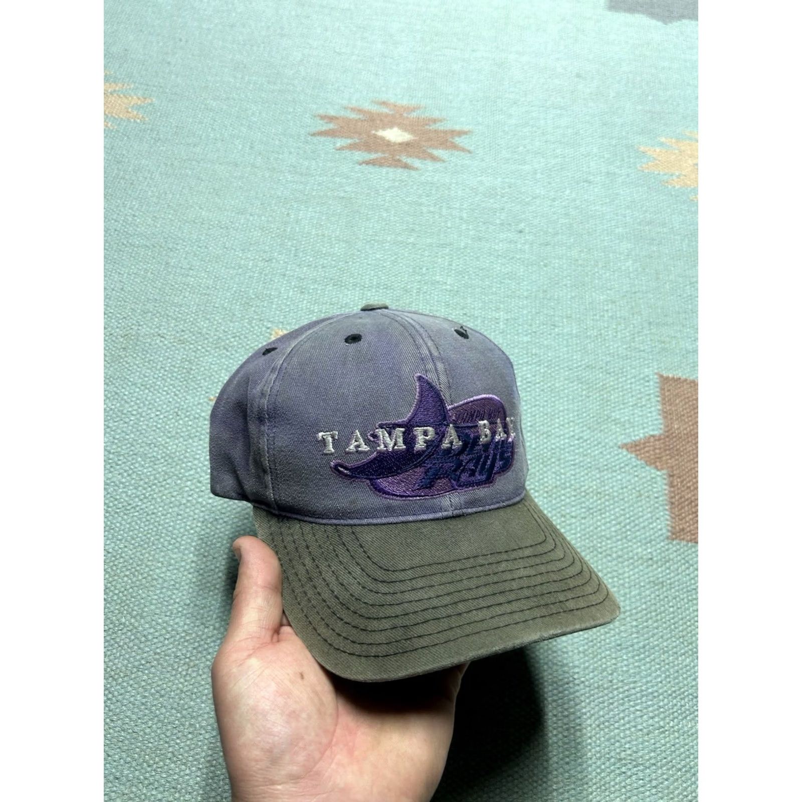 MLB VINTAGE SnapBack Tampa Bay Devil Rays hat cap purple adjustable Men MLB baseball distressed sun faded cap hat Size ONE SIZE - 2 Thumbnail