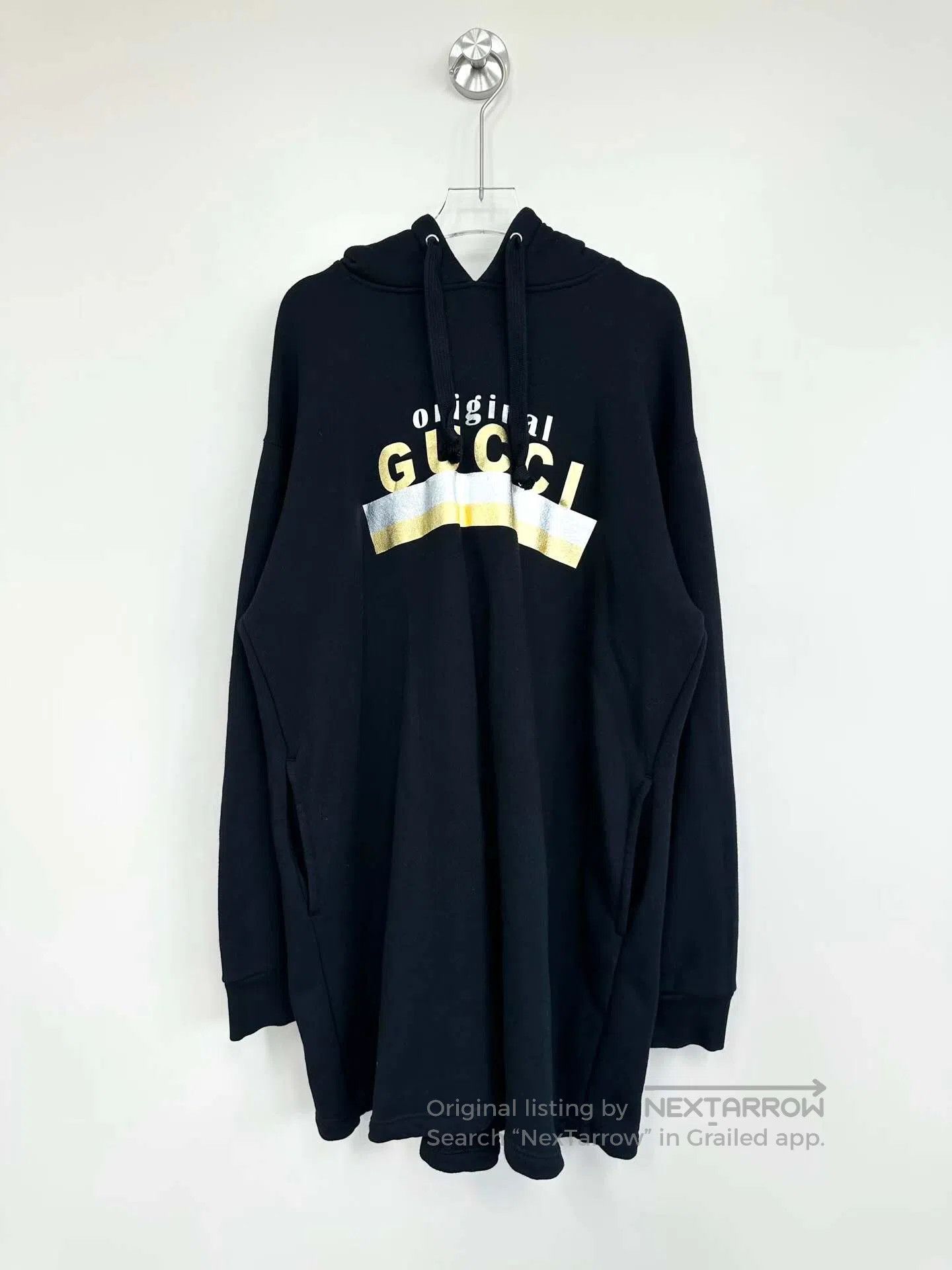 Gucci Guicci Black Letter Print Logo Hooded Sweatshirt| Size US M / EU 48-50 / 2 - 1 Thumbnail