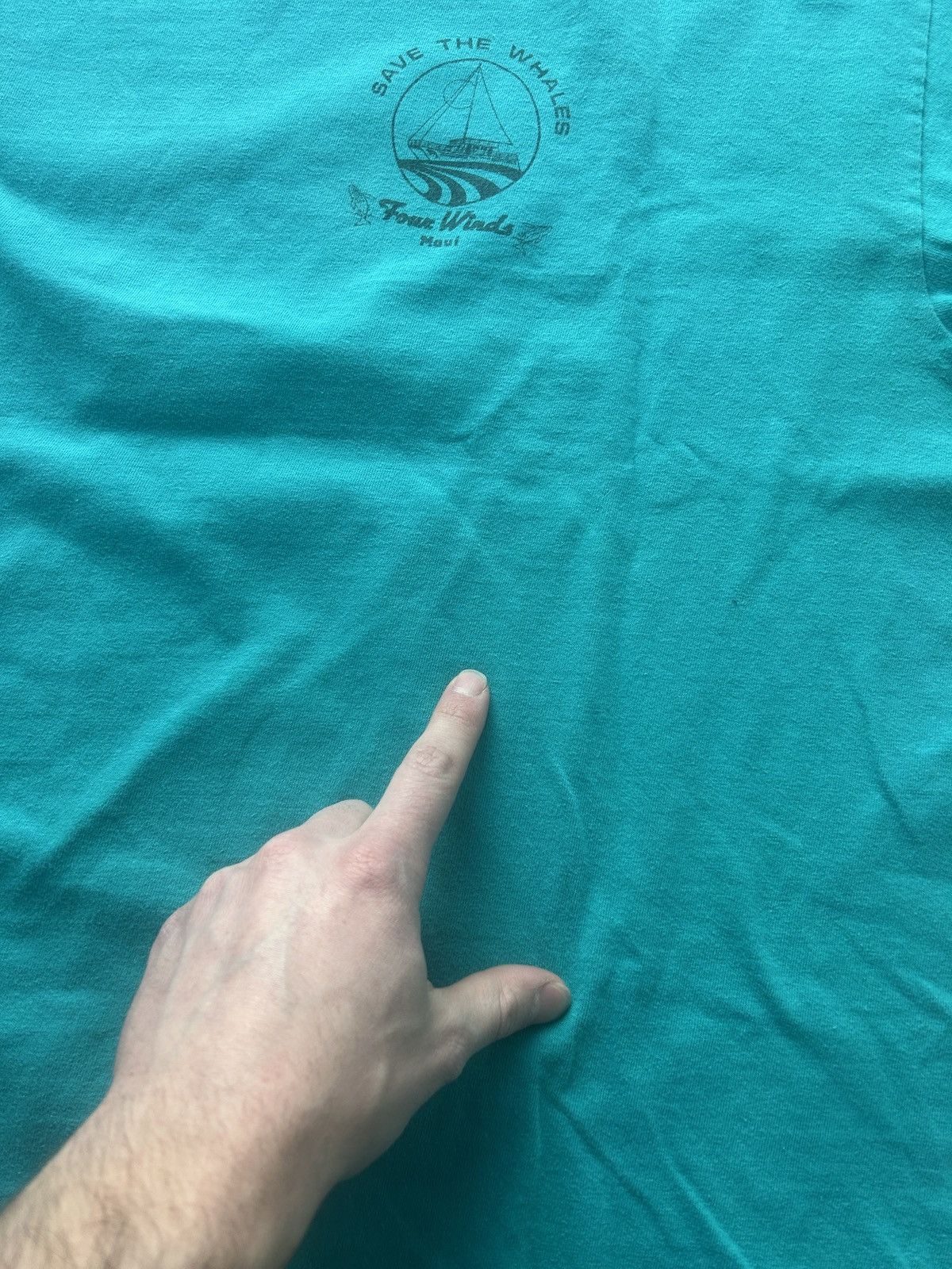 Vintage Vintage 90s Greenpeace Four Winds Maui Graphic Tee Size US XL / EU 56 / 4 - 8 Thumbnail